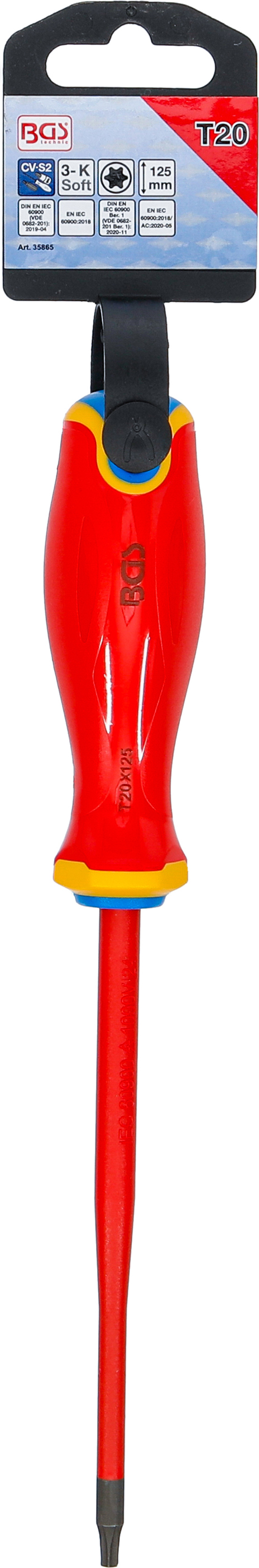 BGS VDE-Schraubendreher | extra dünne Spitze | T-Profil (für Torx) T20