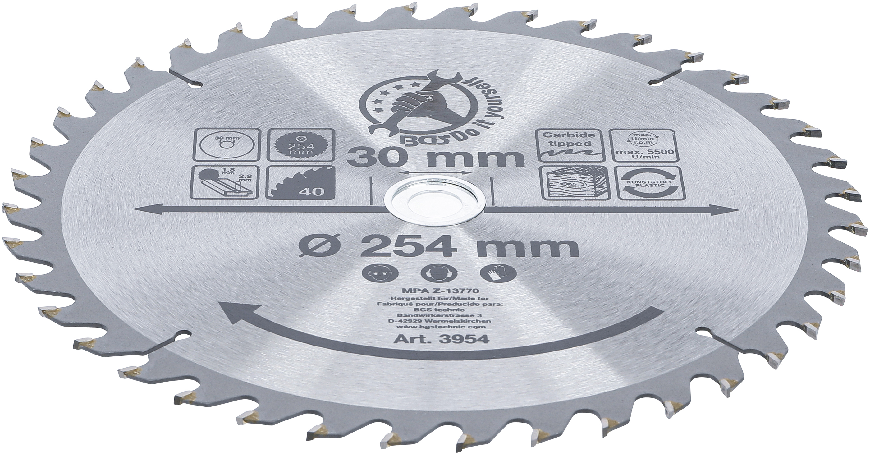 BGS Hartmetall-Kreissägeblatt | Ø 254 x 30 x 3,2 mm | 40 Zähne