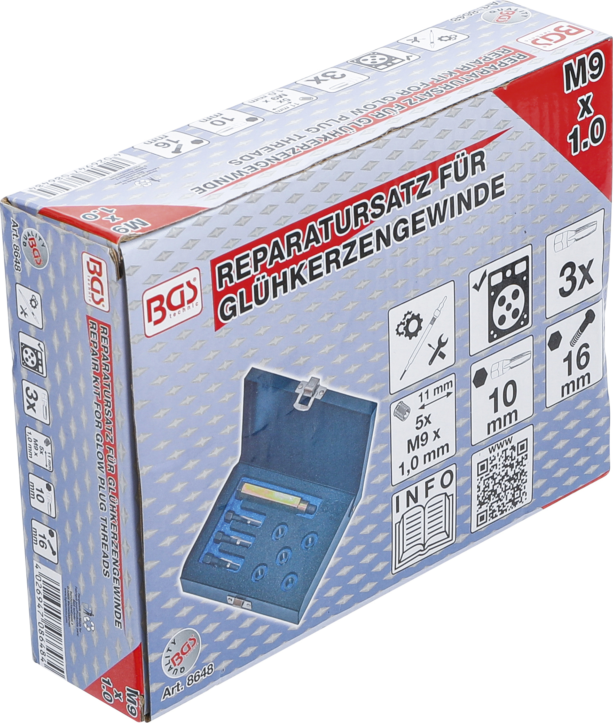 BGS Reparatursatz für Glühkerzengewinde | M9 x 1.0