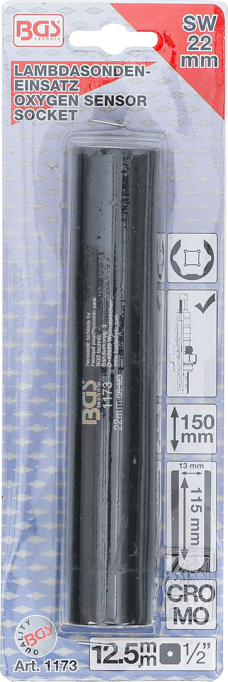 BGS Lambdasonden-Einsatz | Antrieb Innenvierkant 12,5 mm (1/2") | SW 22 mm