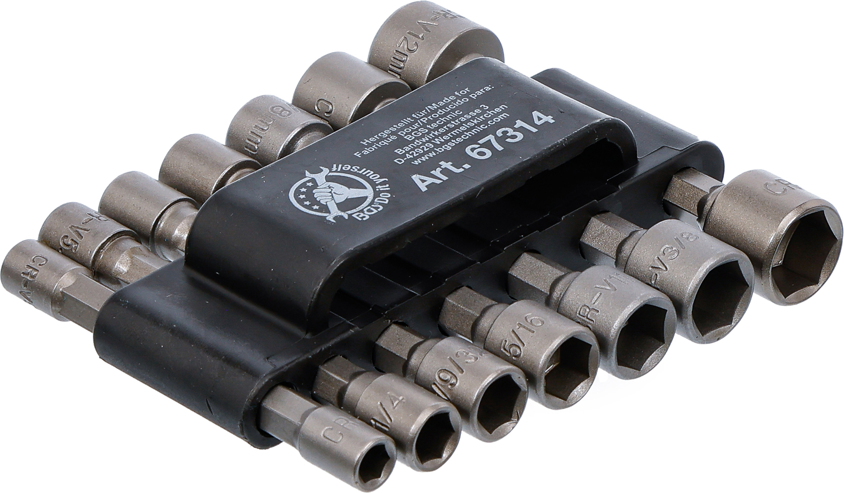 BGS Steckschlüssel-Bit-Satz | Antrieb Außensechskant 6,3 mm (1/4") | metrisch + Zoll | 14-tlg.