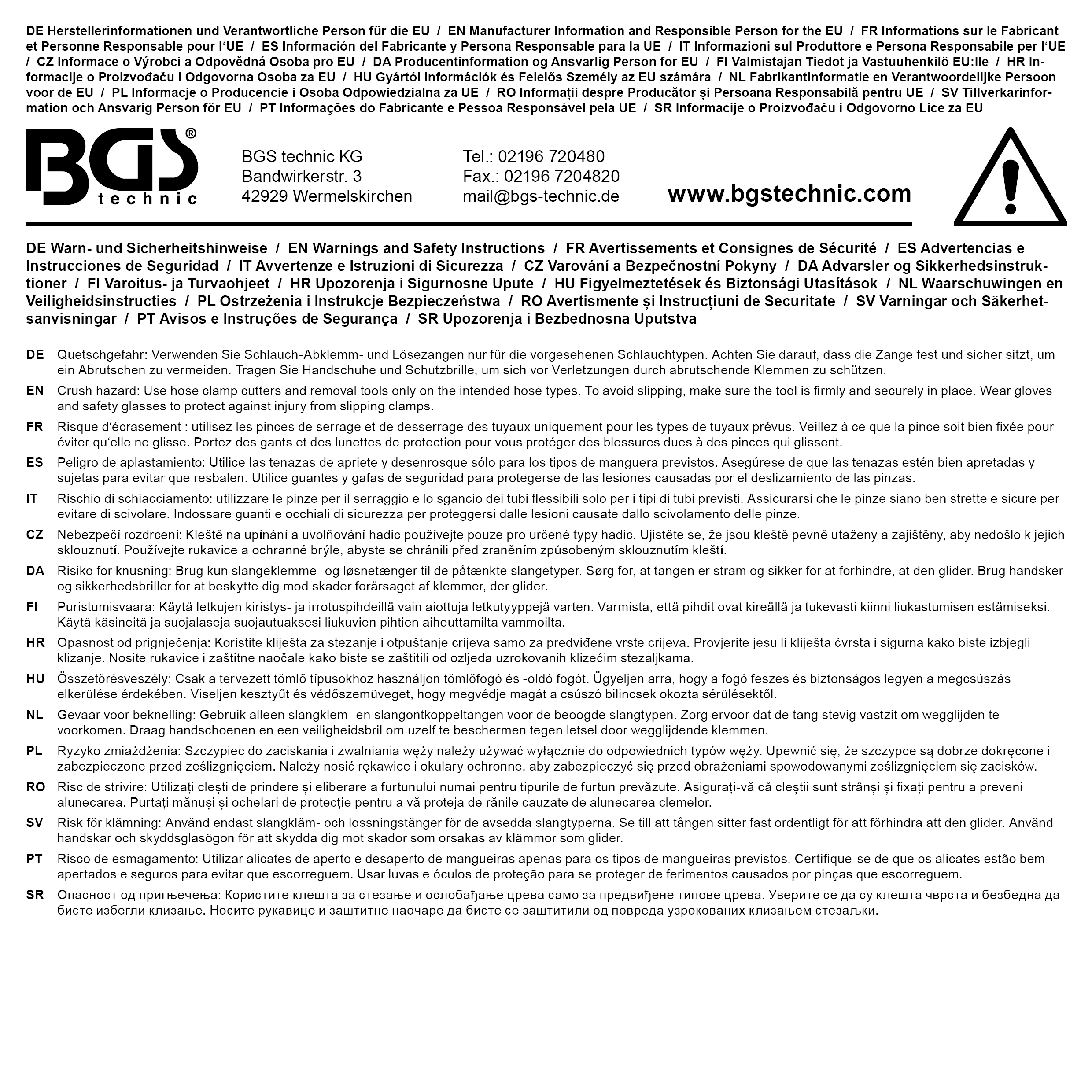 BGS Schlauch-Abklemmzange | 185 mm