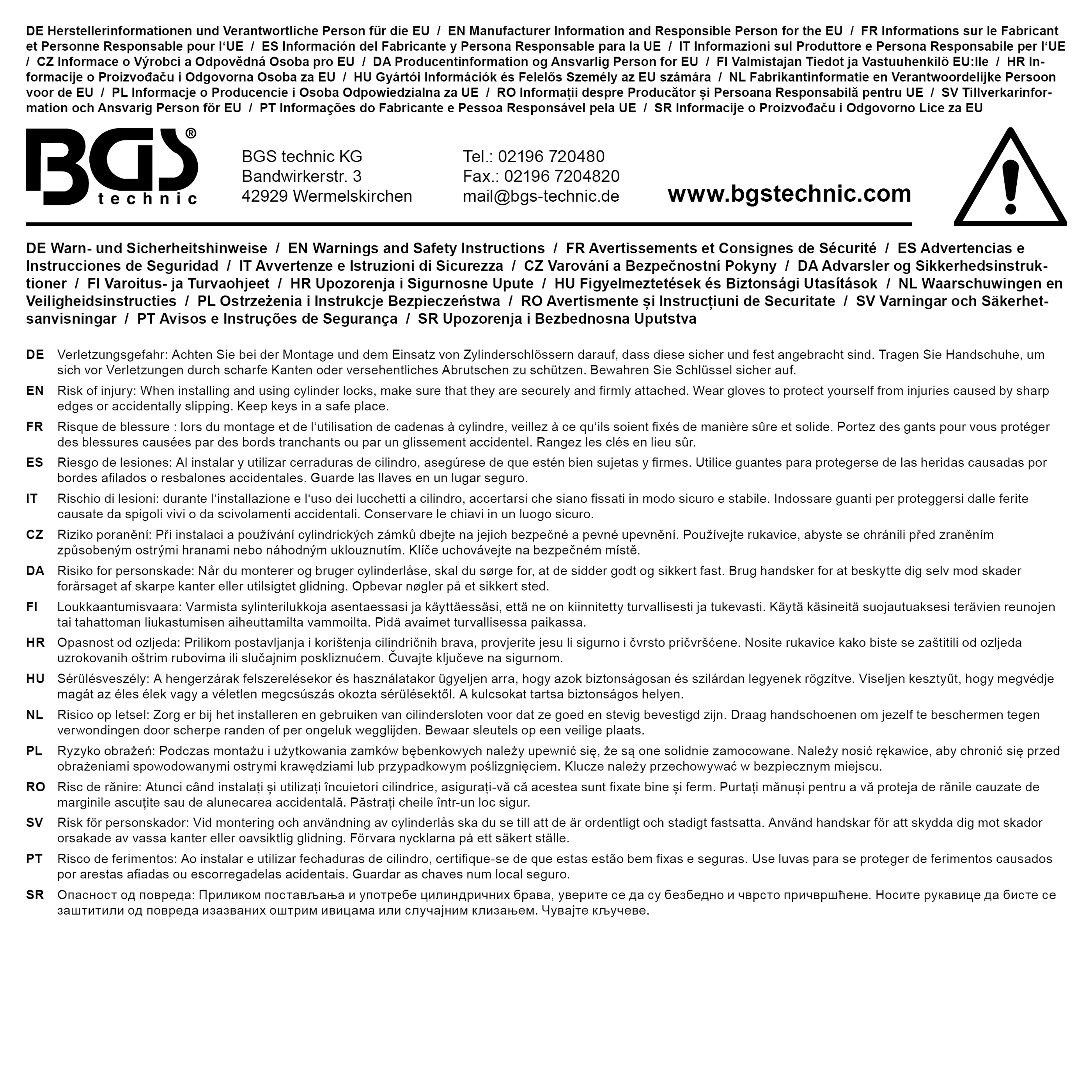 BGS Sicherheits-Türzylinder | mit Drehknauf | 80 mm