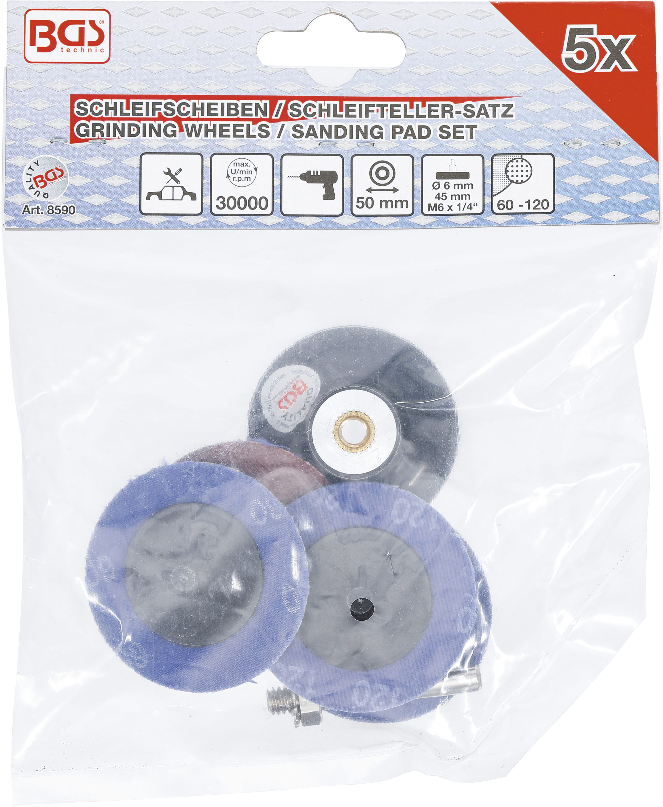 BGS Schleifscheiben / Schleifteller-Satz | Ø 50 mm