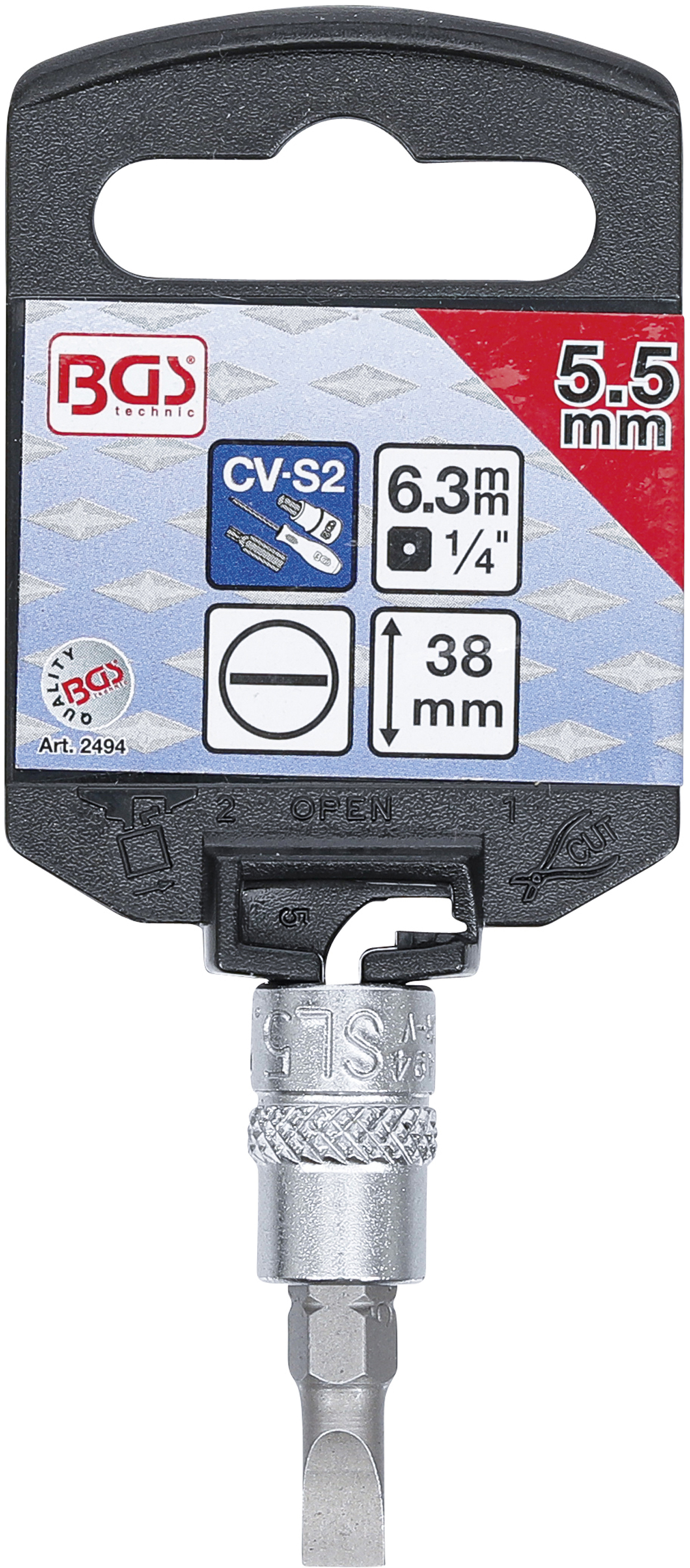 BGS Bit-Einsatz | Antrieb Innenvierkant 6,3 mm (1/4") | Schlitz 5,5 mm