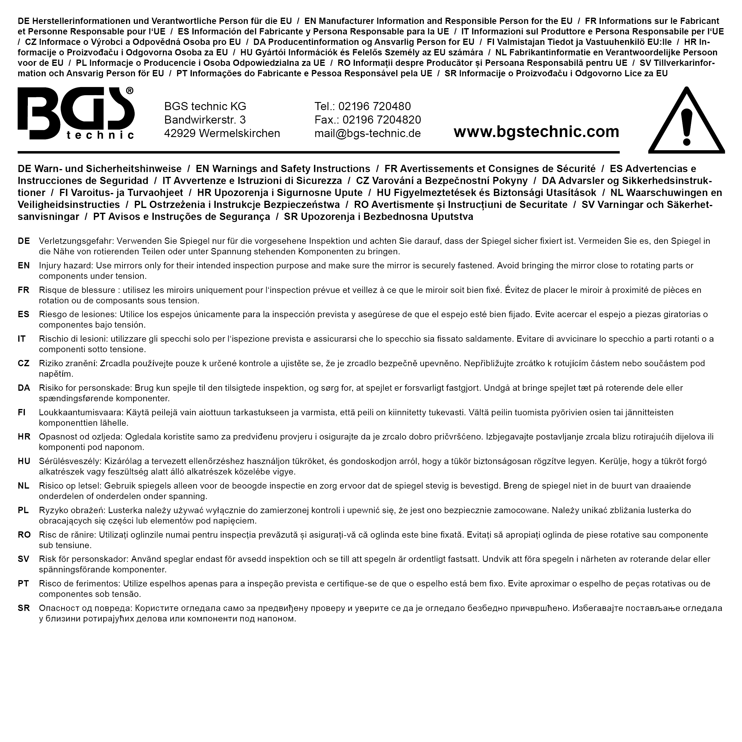 BGS Teleskop-Inspektions-Spiegel | Ø 200 mm