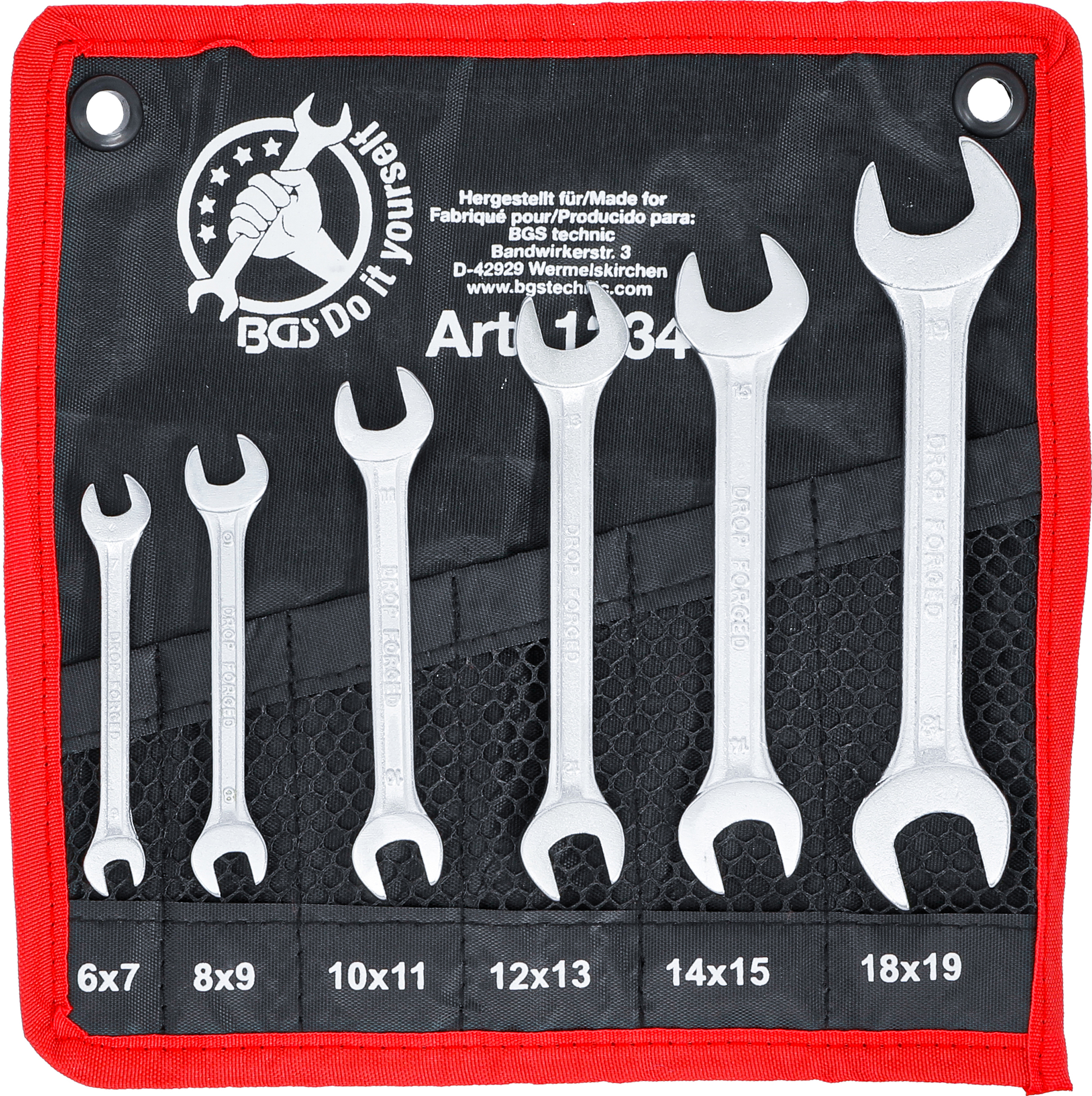 BGS Doppel-Maulschlüssel-Satz | SW 6 x 7 - 18 x 19 mm | 6-tlg.