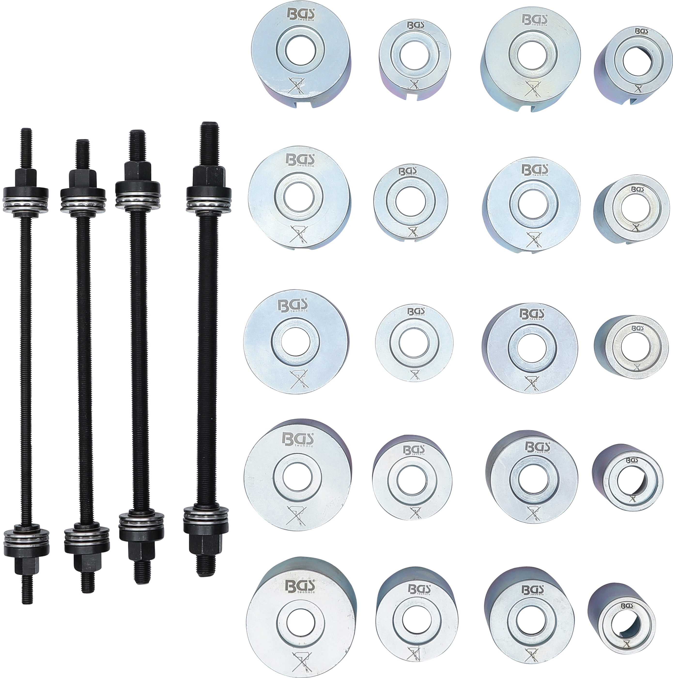BGS Zug- und Druckhülsen-Satz | mit 4 Spindeln | 24-tlg.