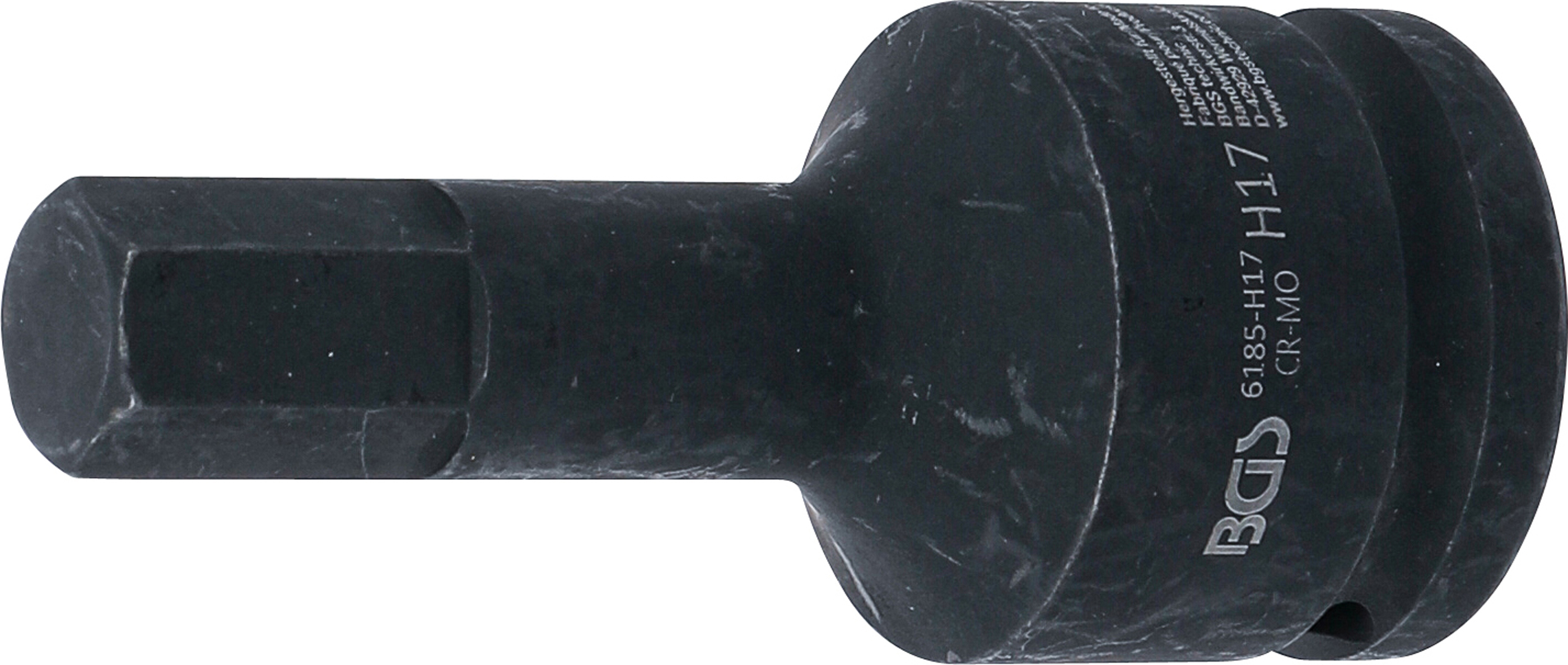 BGS Kraft-Bit-Einsatz | Länge 100 mm | Antrieb Innenvierkant 20 mm (3/4") | Innensechskant 17 mm