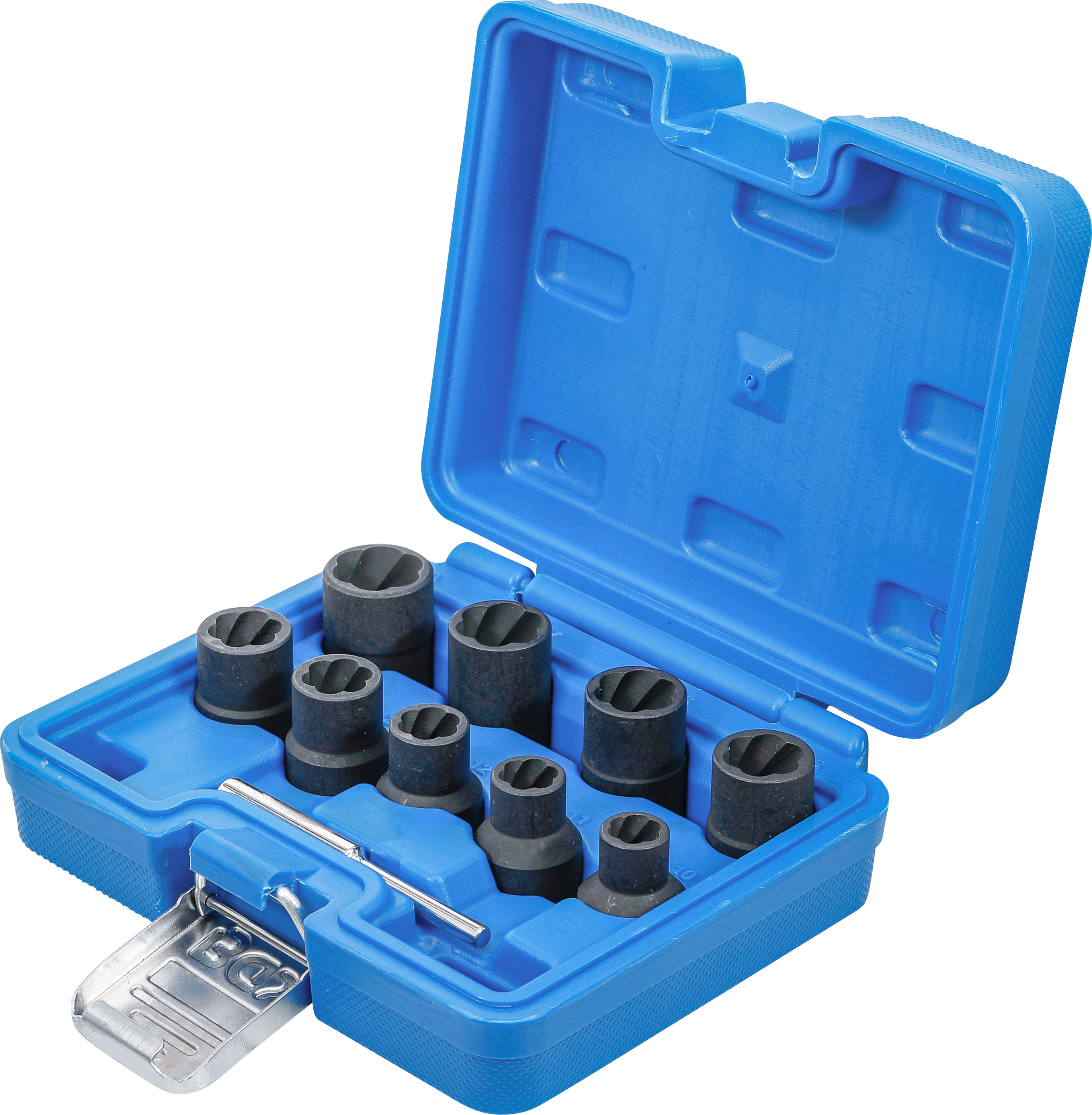 BGS Spiral-Profil-Steckschlüssel-Satz / Schraubenausdreher | Antrieb Innenvierkant 12,5 mm (1/2") | SW 10 - 19 mm | 10-tlg.