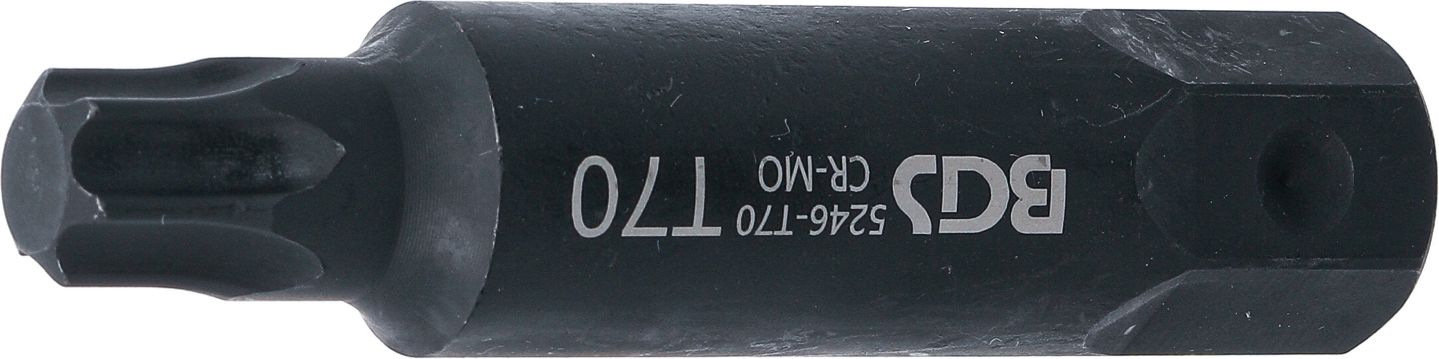 BGS Bit | Länge 100 mm | Antrieb Außensechskant 22 mm | T-Profil (für Torx) T70