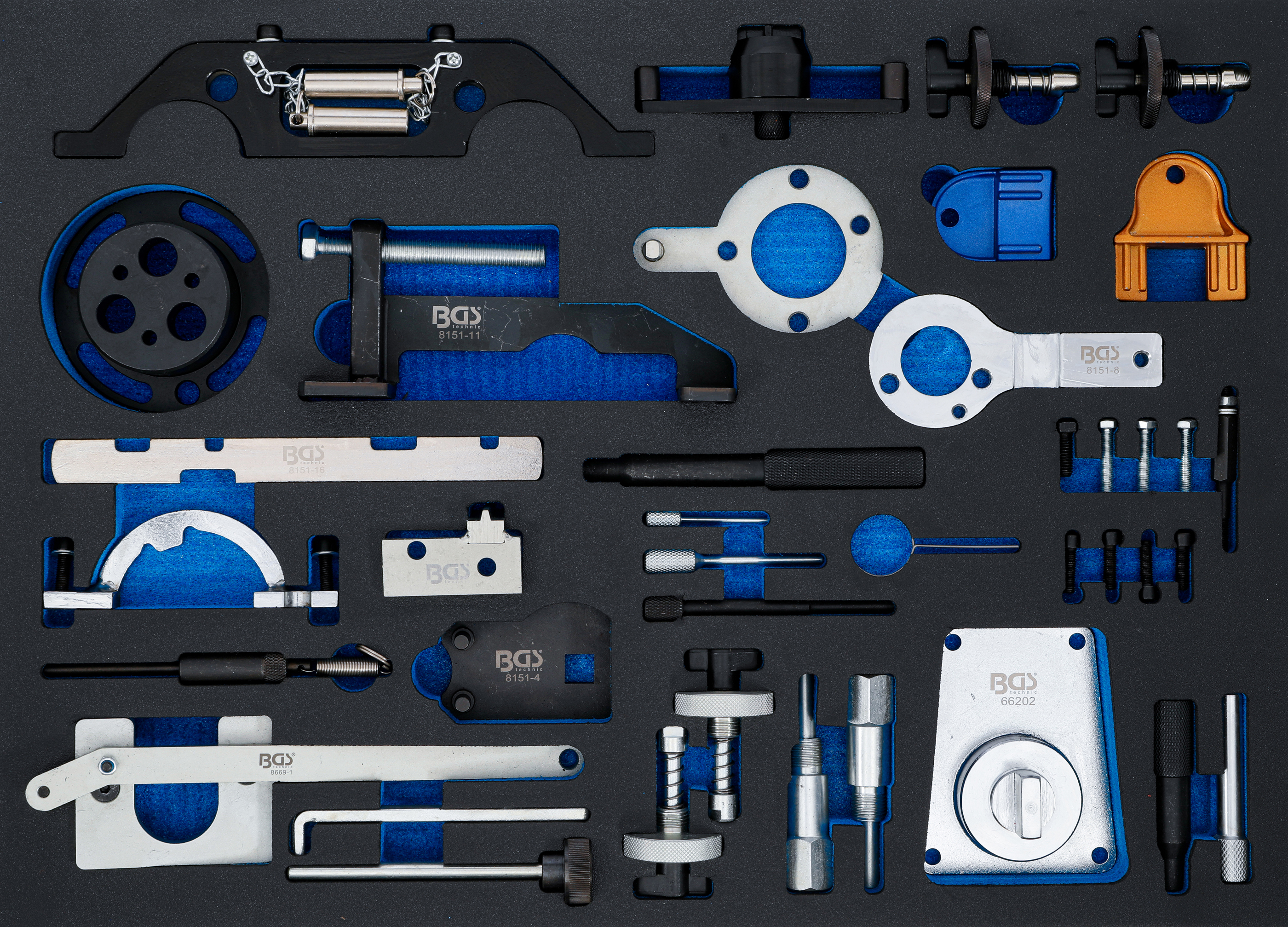 BGS Werkstattwageneinlage 3/3: Motor-Einstellwerkzeug-Satz | für Opel, Chevrolet, Saab, Fiat, Lancia, Suzuki, Ford