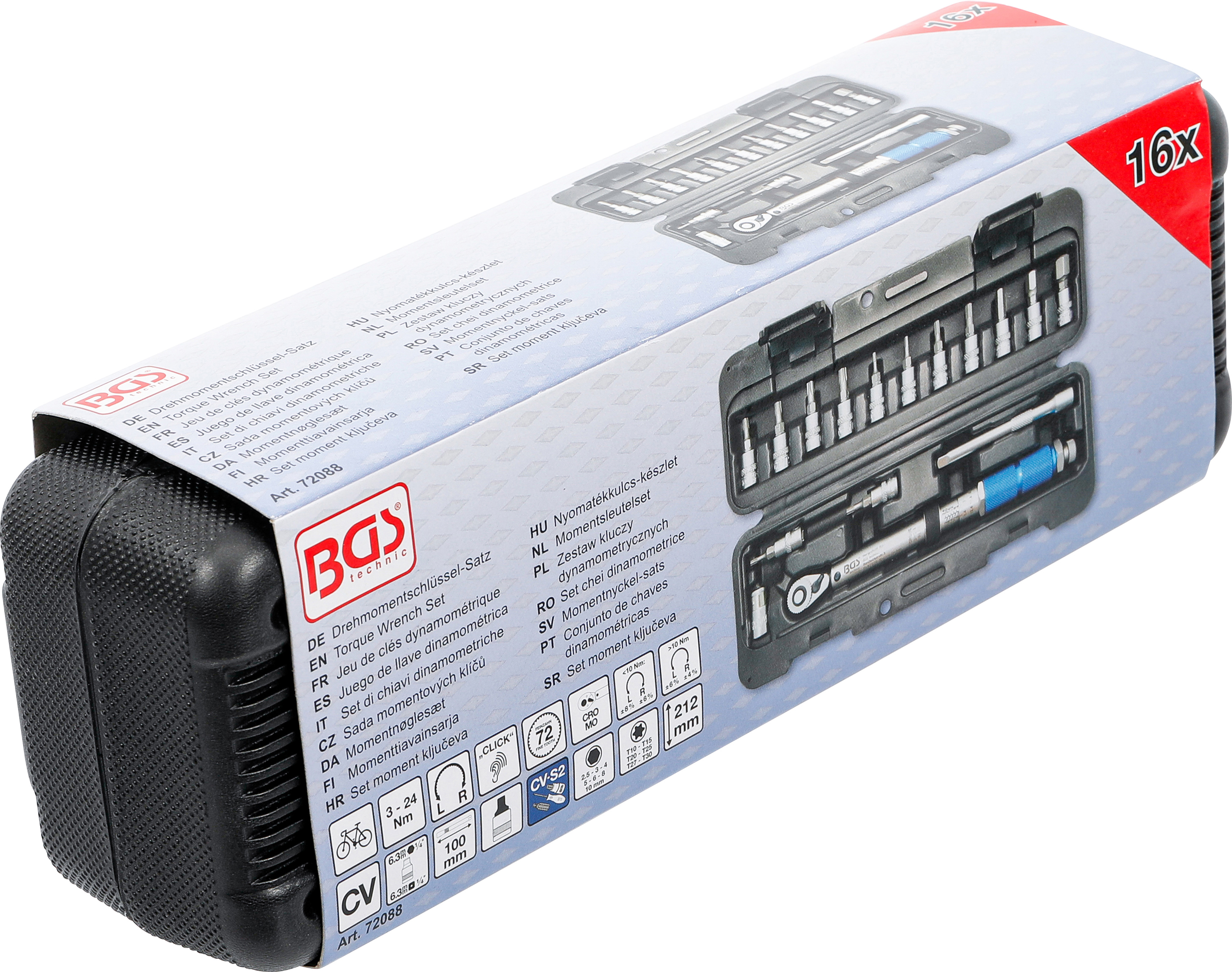 BGS Drehmomentschlüssel-Satz | Abtrieb Außenvierkant 6,3 mm (1/4") | 3 - 24 Nm | 16-tlg.