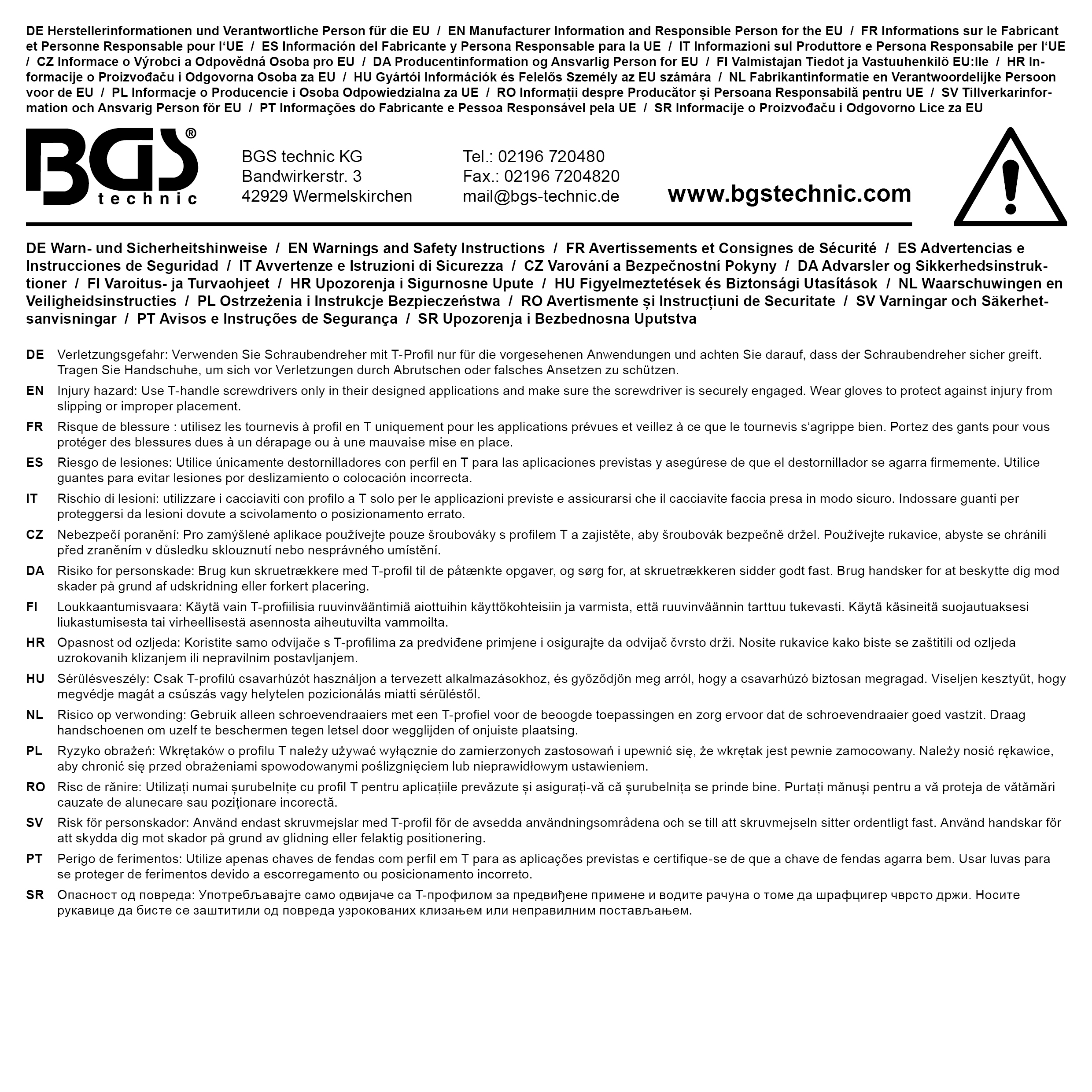 BGS Schraubendreher | T-Profil (für Torx) mit Bohrung T20 | Klingenlänge 80 mm