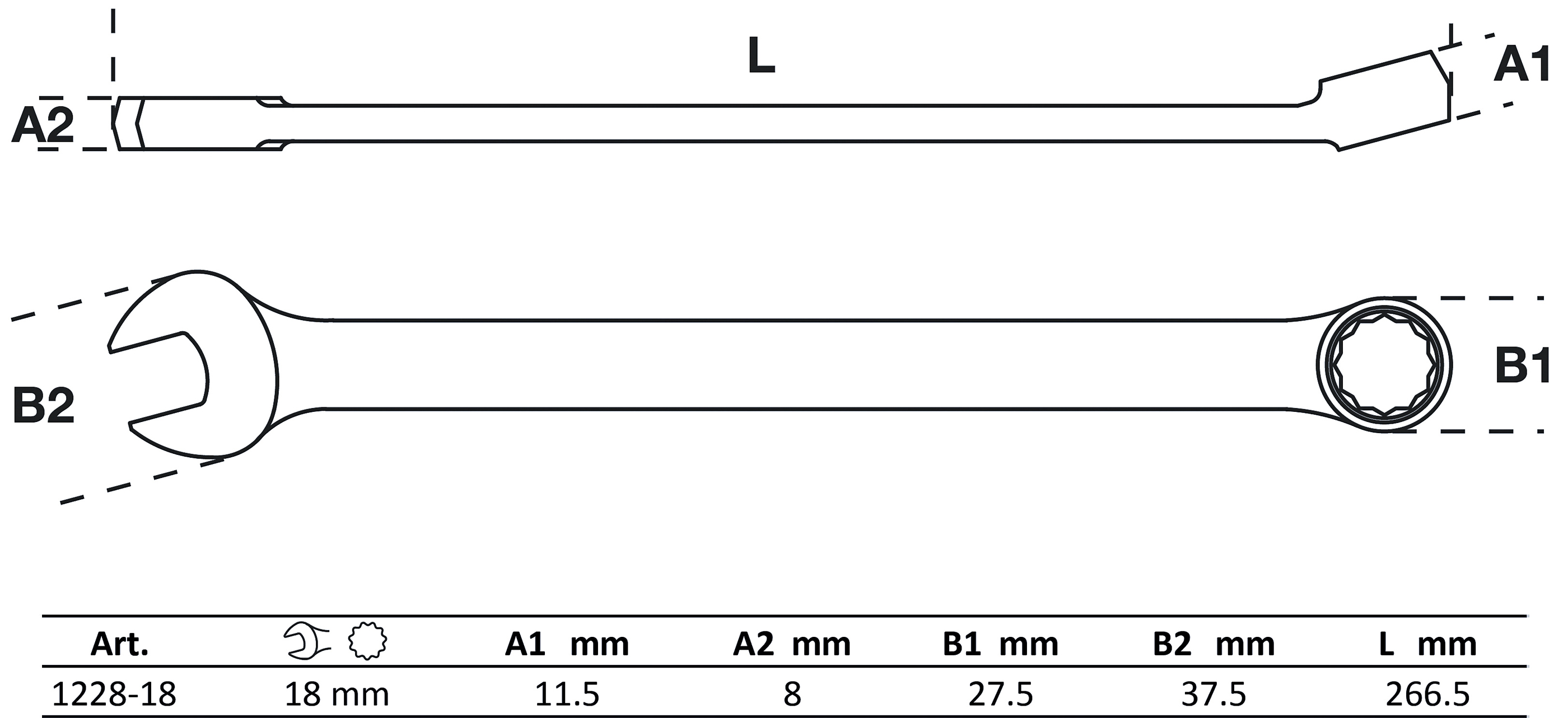 BGS Maul-Ringschlüssel | extra lang | SW 18 mm