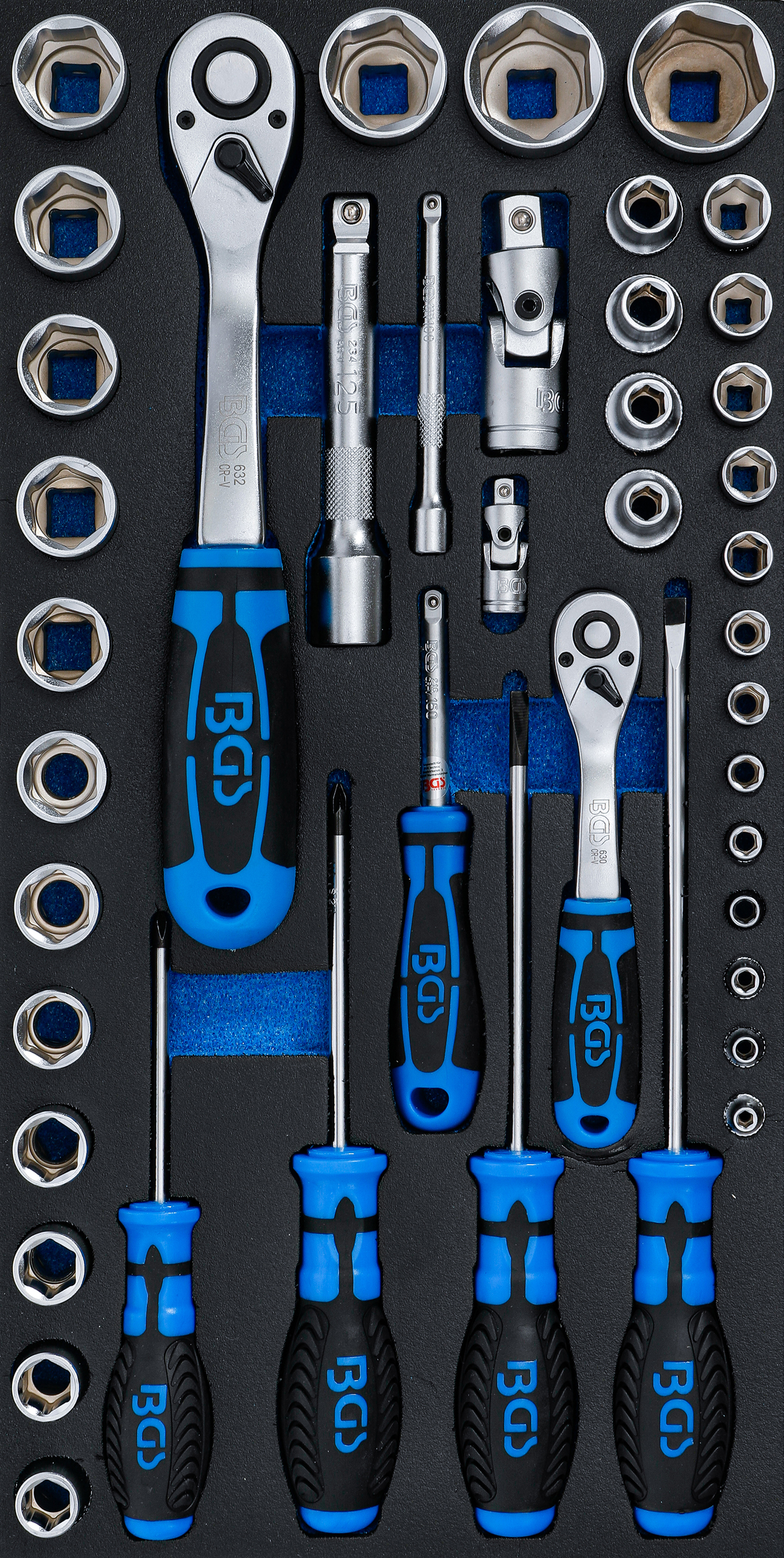 BGS Schaumeinlage für Art. 2002 | Steckschlüssel-Satz und Schraubendreher | 43-tlg.