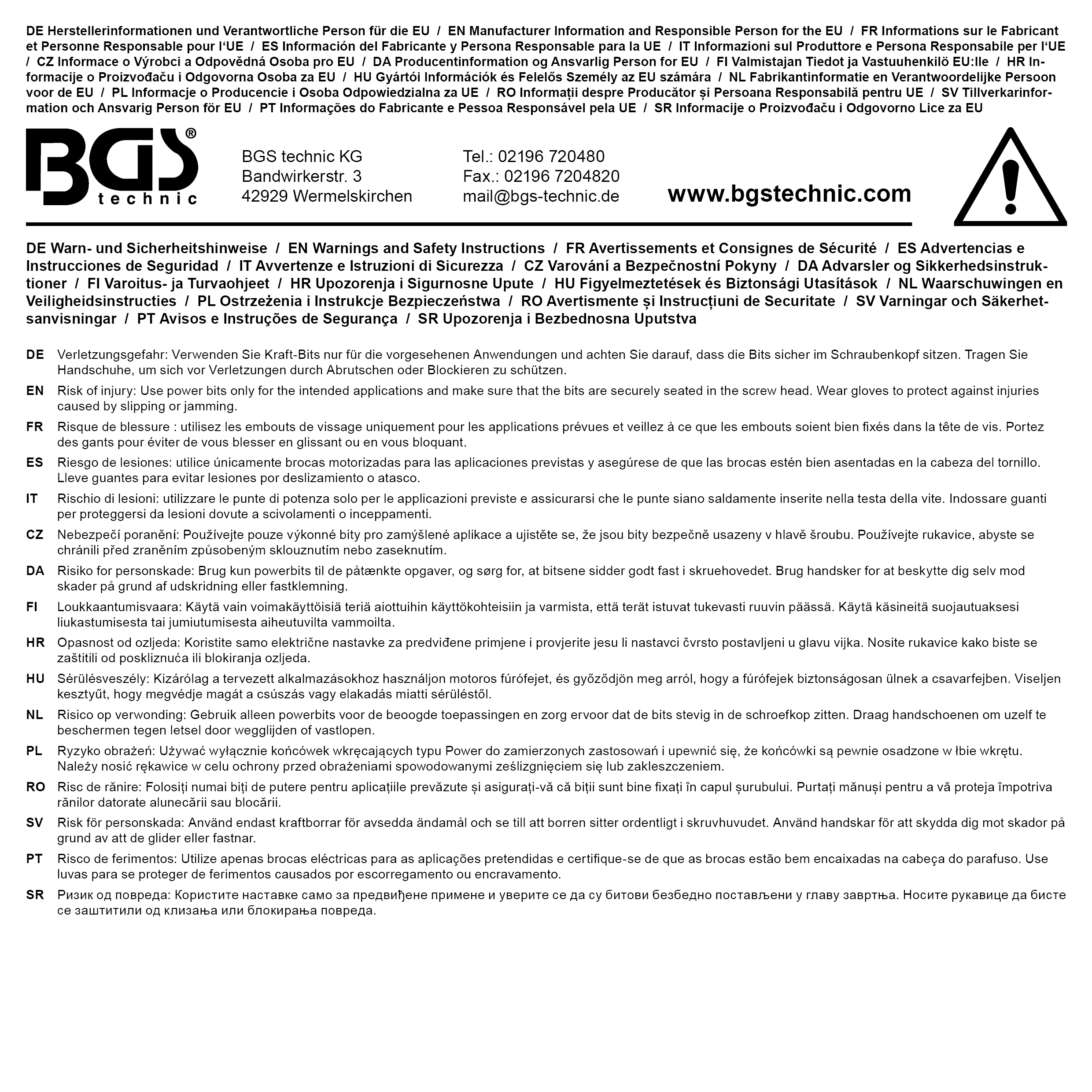 BGS Kraft-Bit-Einsatz | Länge 100 mm | Antrieb Innenvierkant 20 mm (3/4") | Innensechskant 14 mm