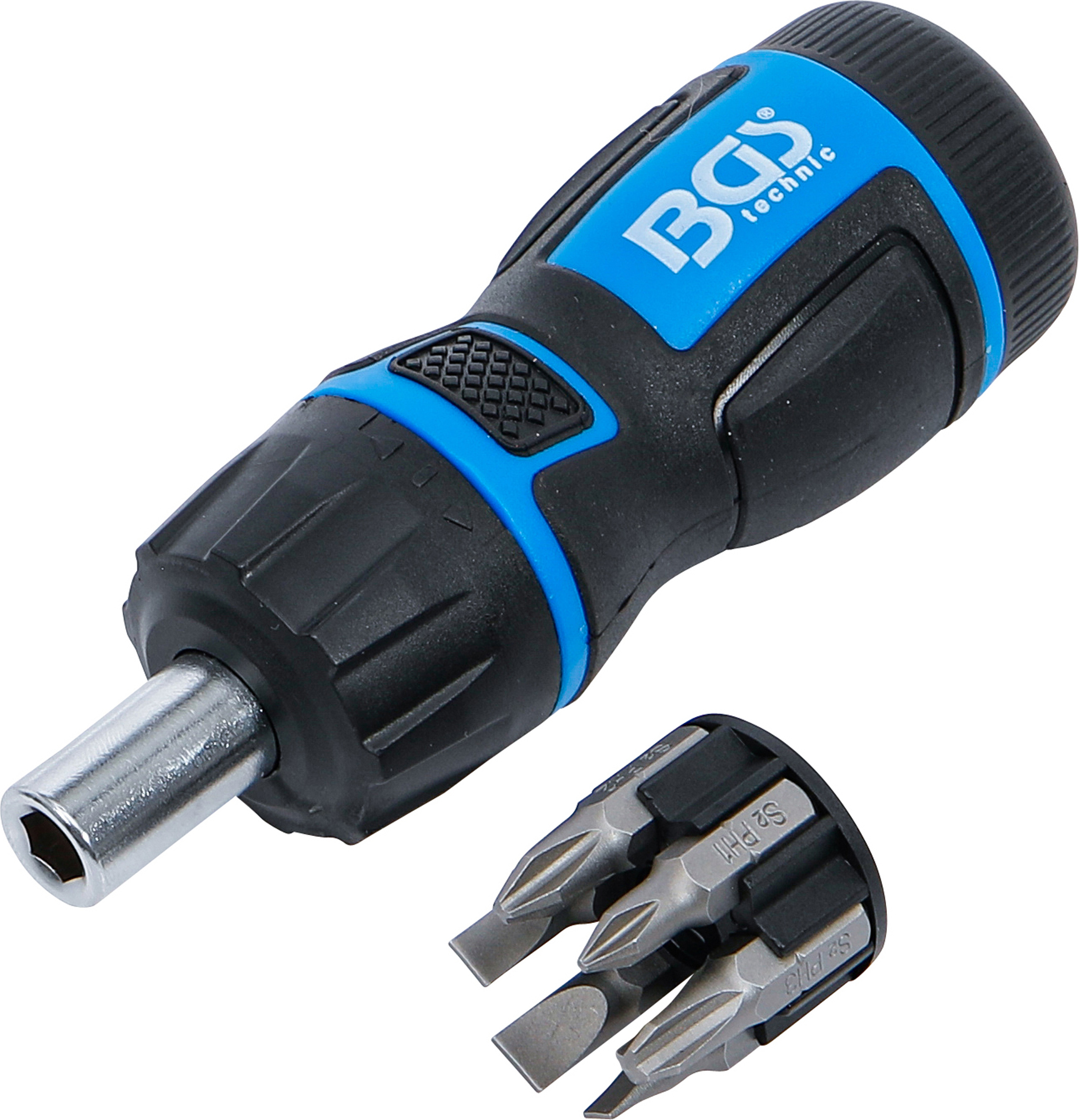 BGS Mini-Schraubendreher-Bit-Satz | mit Ratschen-Drehgriff, umschaltbar | 7-tlg.