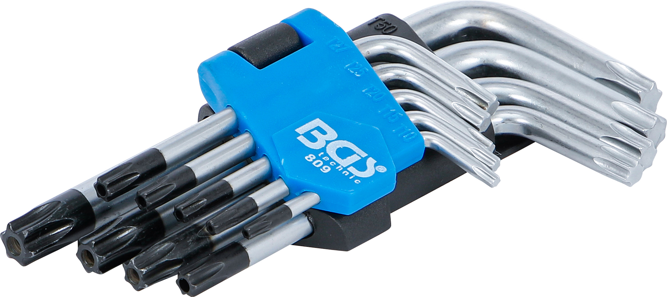 BGS Winkelschlüssel-Satz | kurz | T-Profil (für Torx) mit Bohrung T10 - T50 | 9-tlg.