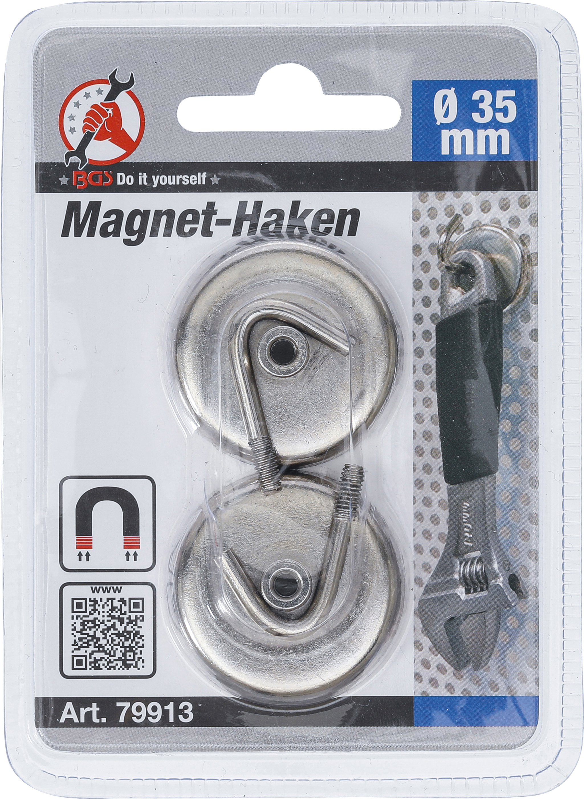 BGS Magnet-Haken | rund | Ø 34 mm | 2-tlg. | 3,5 kg