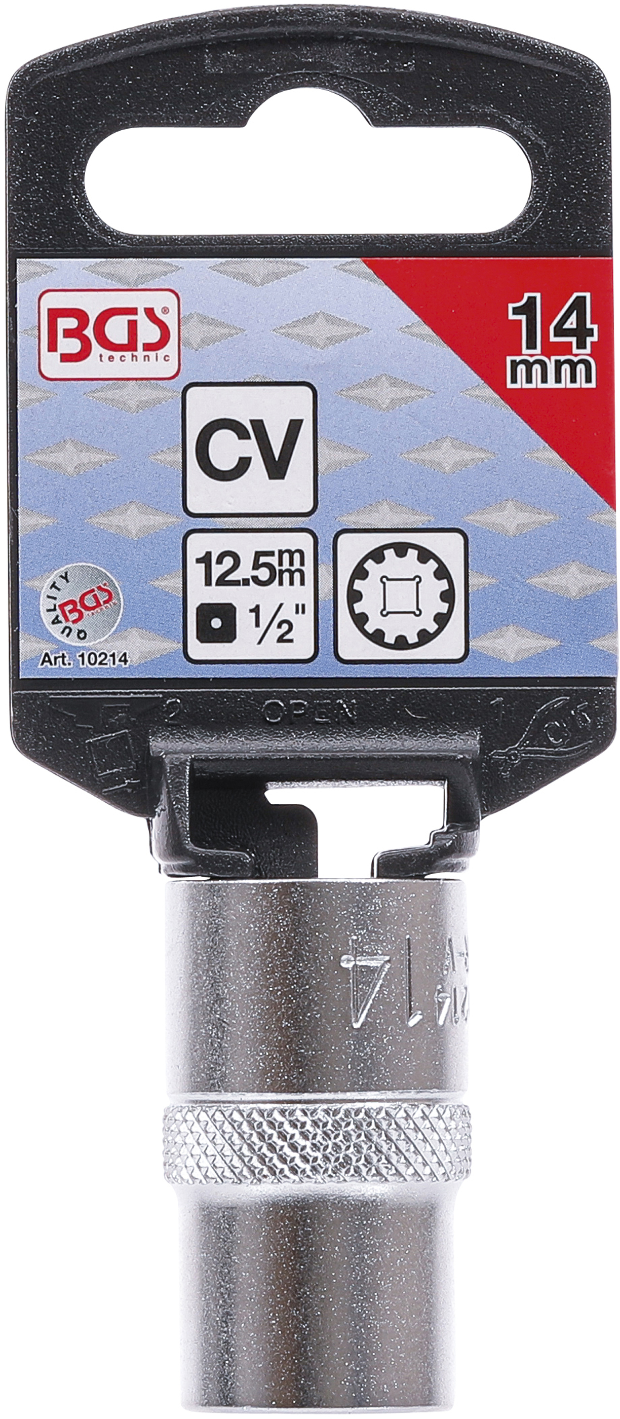 BGS Steckschlüssel-Einsatz Gear Lock | Antrieb Innenvierkant 12,5 mm (1/2") | SW 14 mm