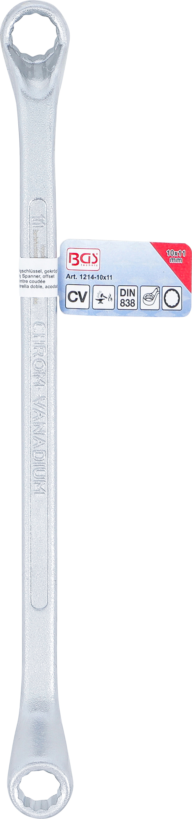 BGS Doppel-Ringschlüssel, gekröpft | SW 10 x 11 mm