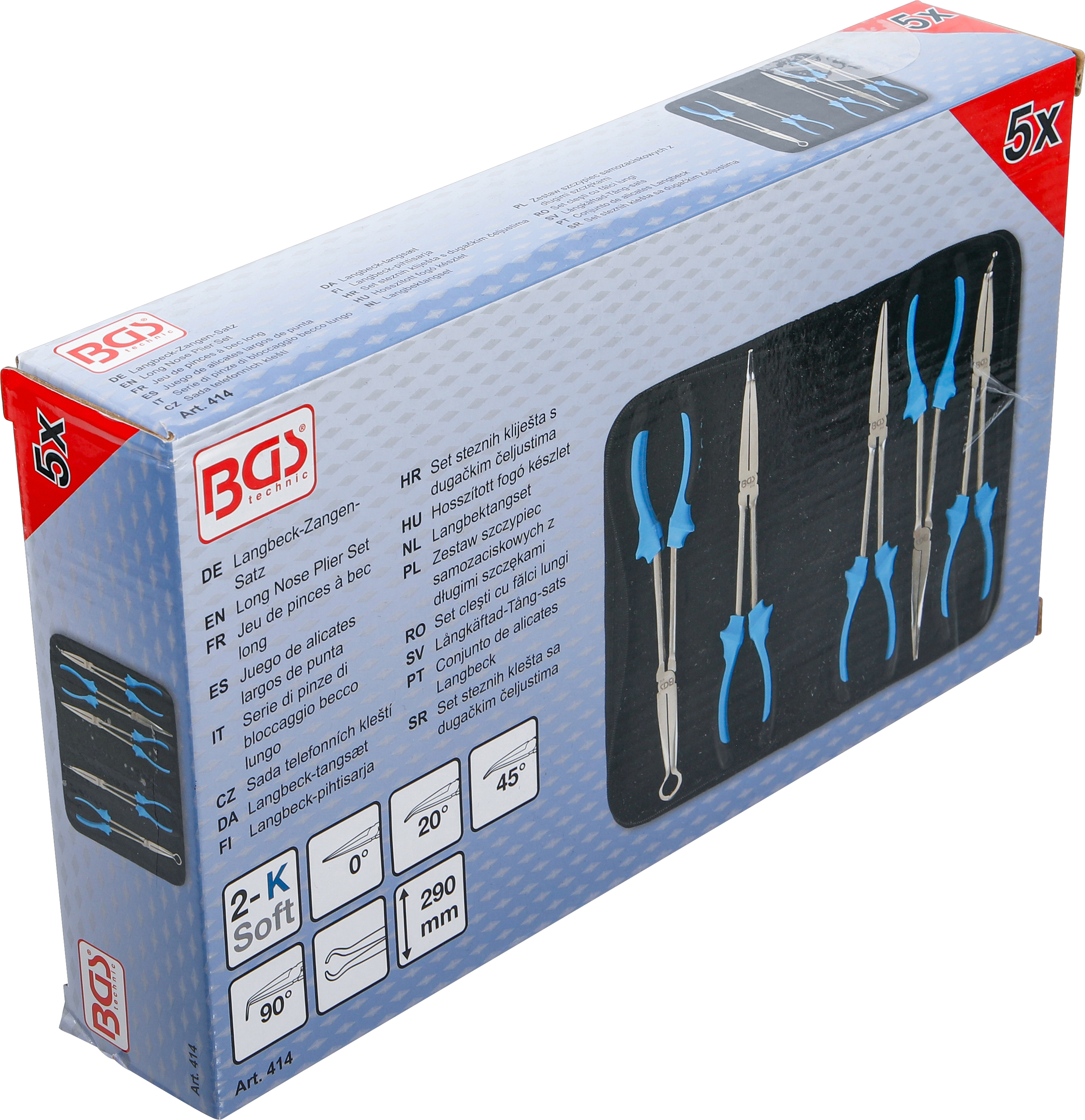 BGS Langbeck-Zangen-Satz | 290 mm | 5-tlg.