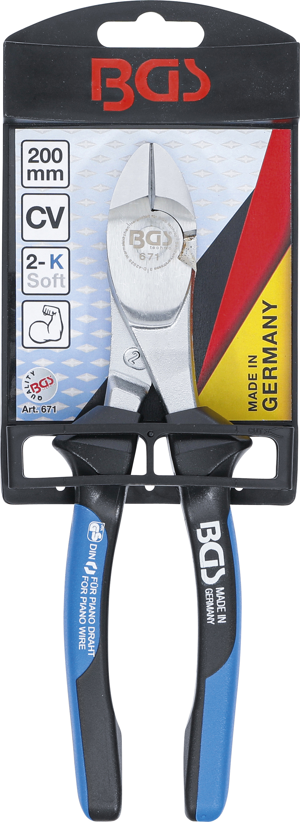 BGS Kraft-Seitenschneider | für Pianodraht | 200 mm