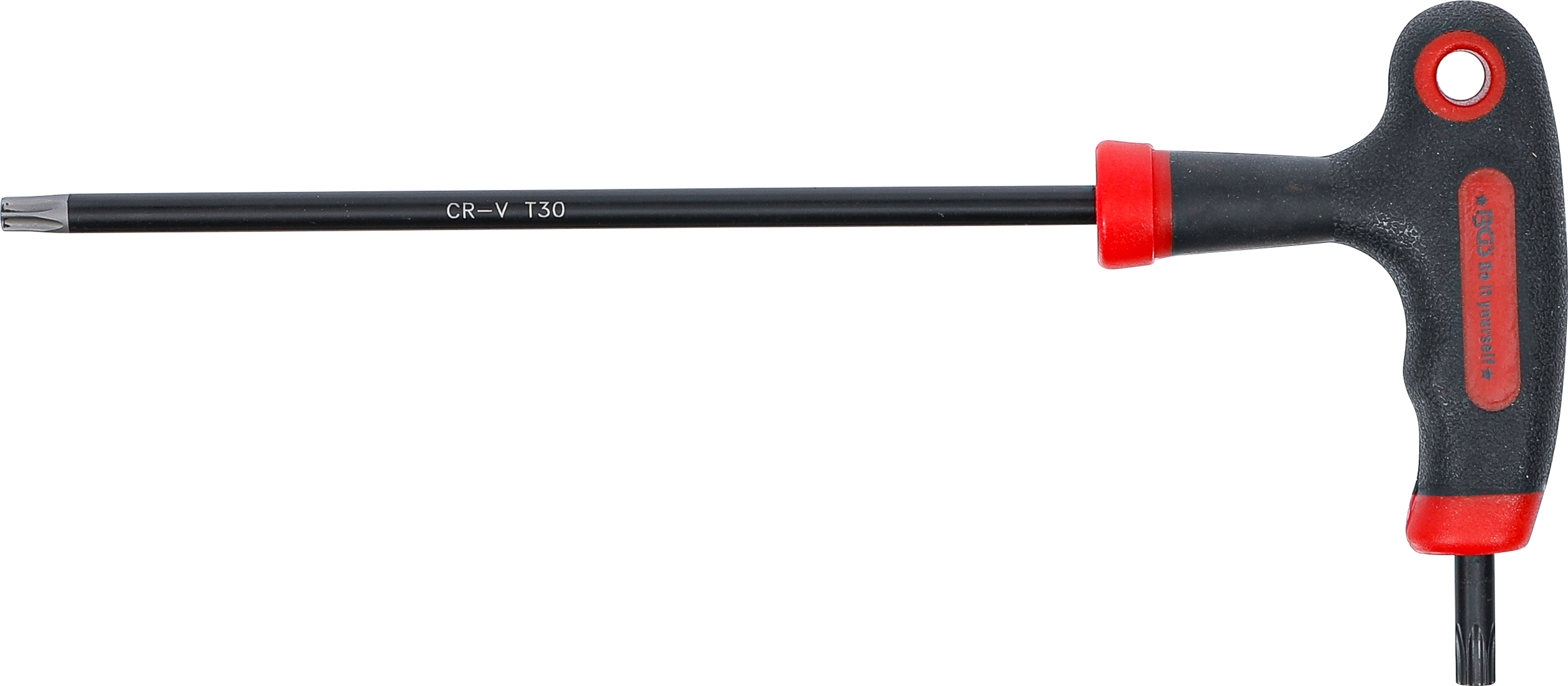 BGS Schraubendreher mit T-Griff und seitlicher Klinge | T-Profil (für Torx) mit/ohne Bohrung T30