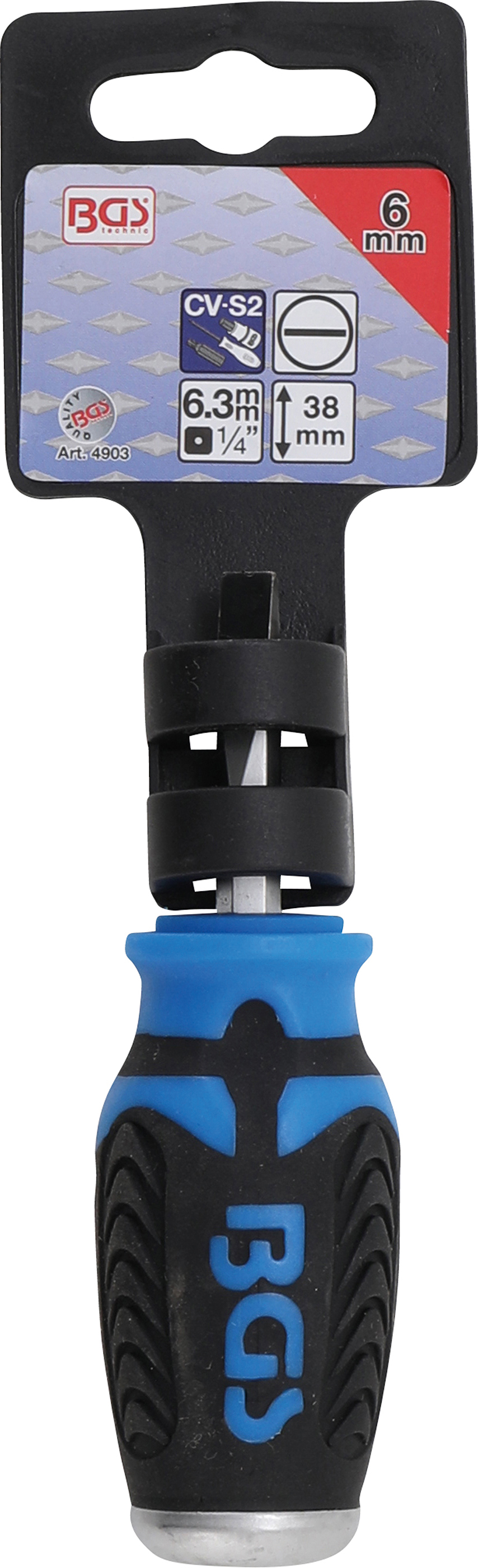 BGS Schraubendreher | Schlitz 6 mm | Klingenlänge 38 mm