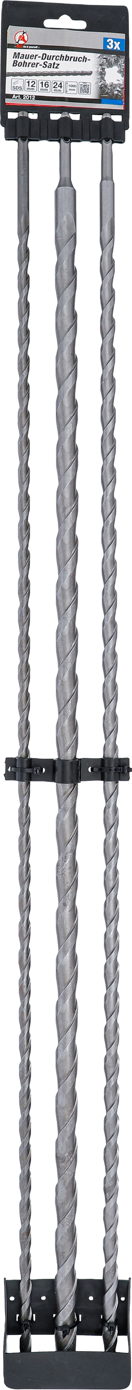 BGS Mauer-Durchbruch-Bohrer-Satz | SDS-Schaft | 12 / 16 / 24 mm | 3-tlg.