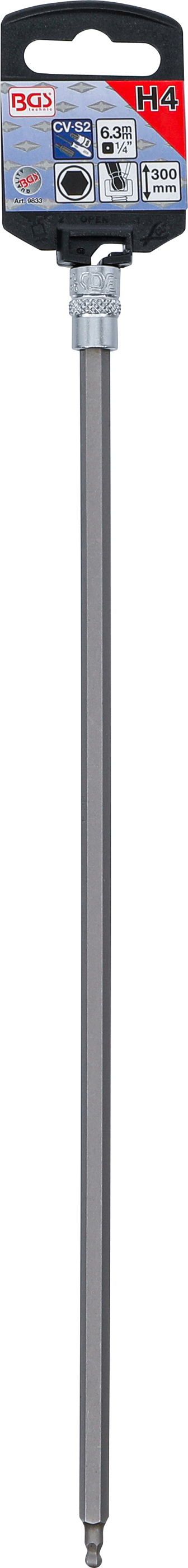 BGS Bit-Einsatz | Länge 300 mm | Antrieb Innenvierkant 6,3 mm (1/4") | Innensechskant mit Kugelkopf 4 mm