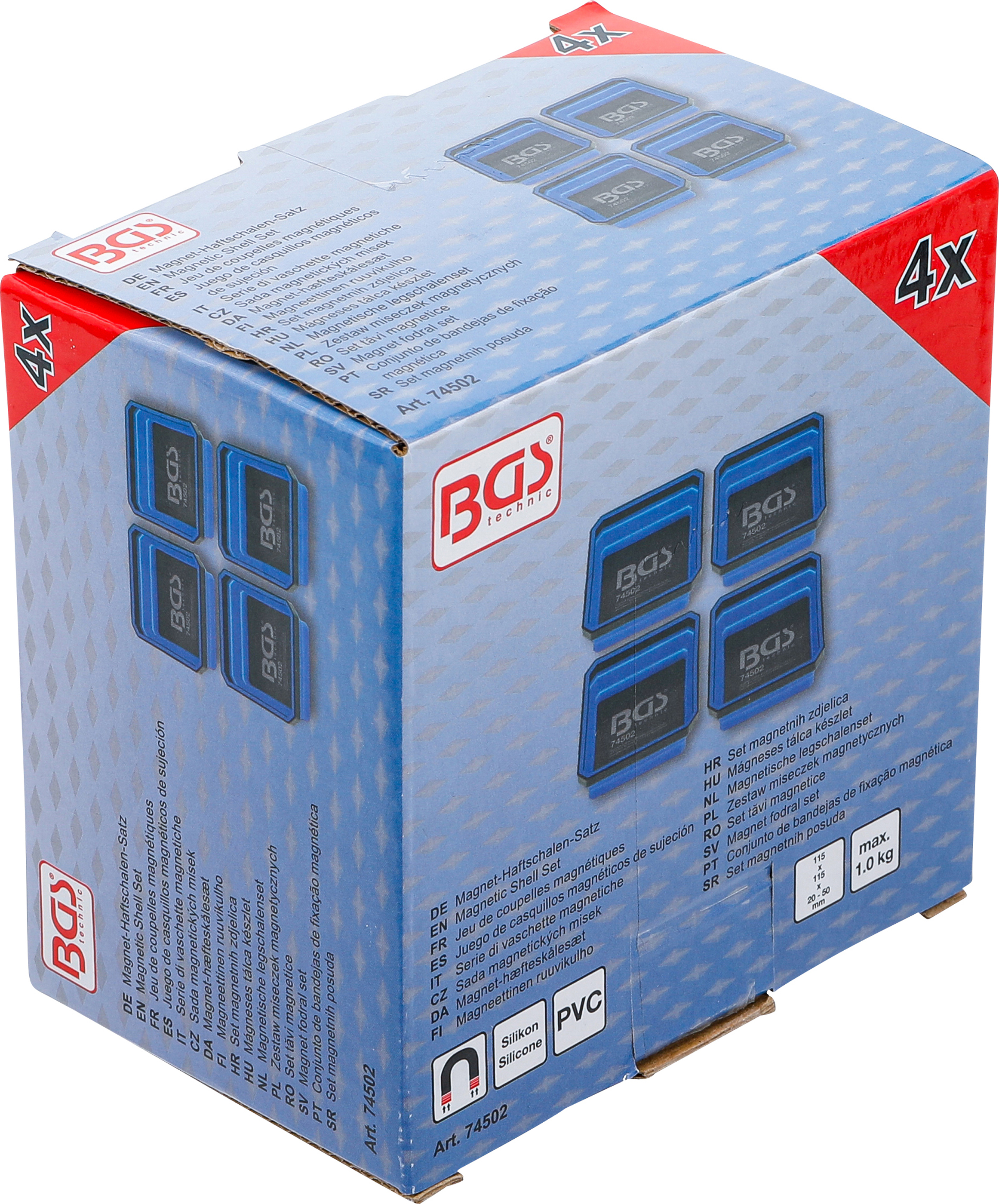 BGS Magnet-Haftschalen-Satz | Silikon | faltbar | 115 x 115 x 50 mm | 4-tlg.