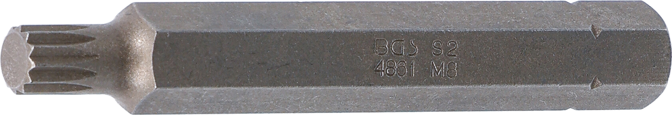 BGS Bit | Länge 75 mm | Antrieb Außensechskant 10 mm (3/8") | Innenvielzahn (für XZN) M8