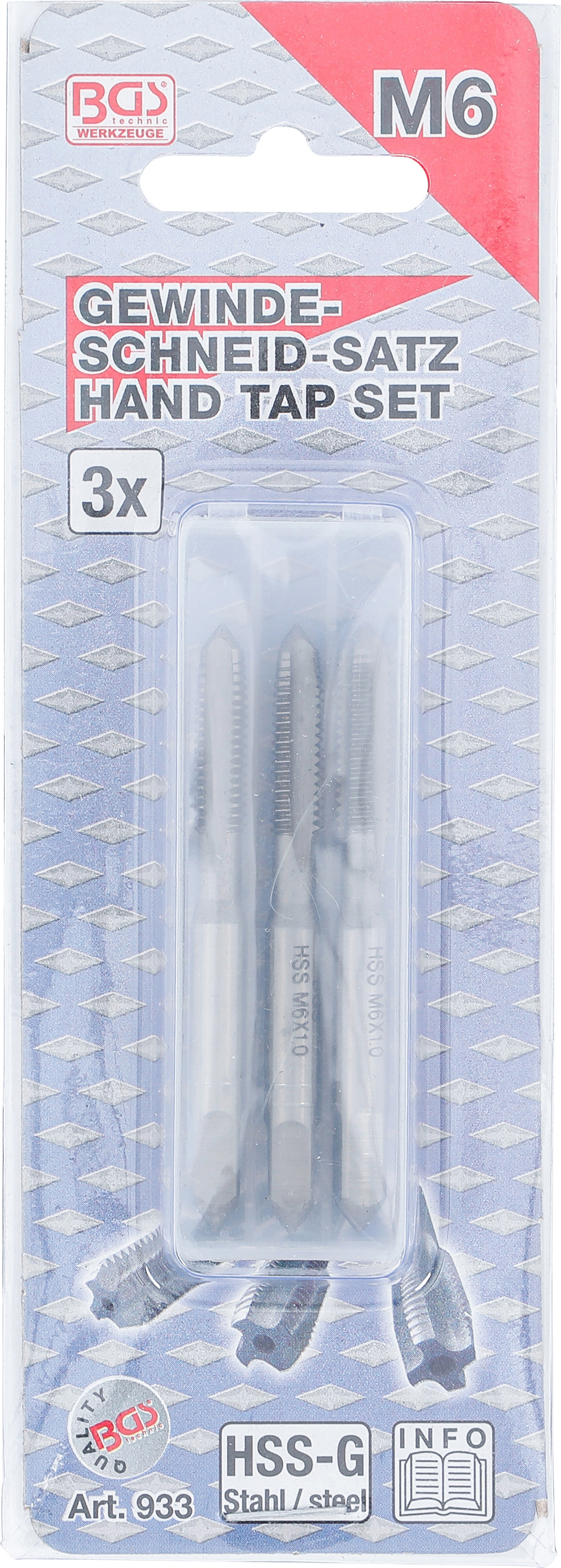 BGS Gewindebohrer-Satz | Vor-, Mittel- und Fertigschneider | HSS-G | M6 x 1,0 | 3-tlg.