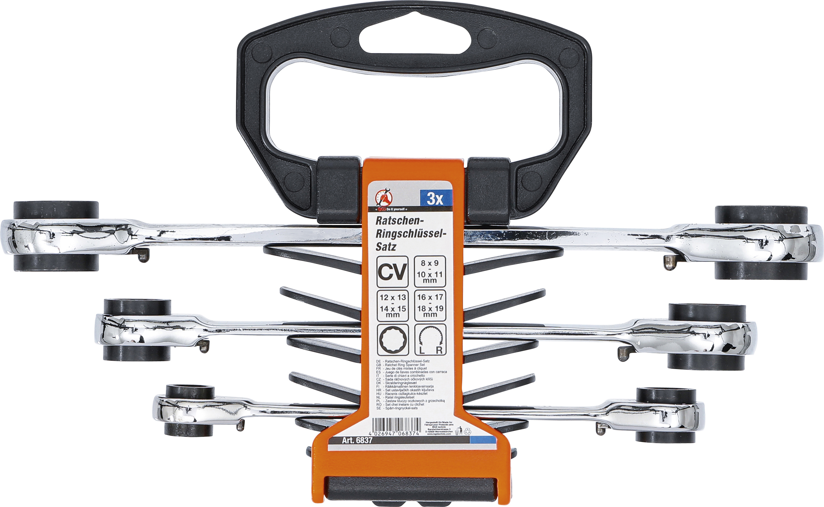 BGS Ratschen-Ringschlüssel-Satz | 4-in-1 | SW 8 x 9 - 18 x 19 mm