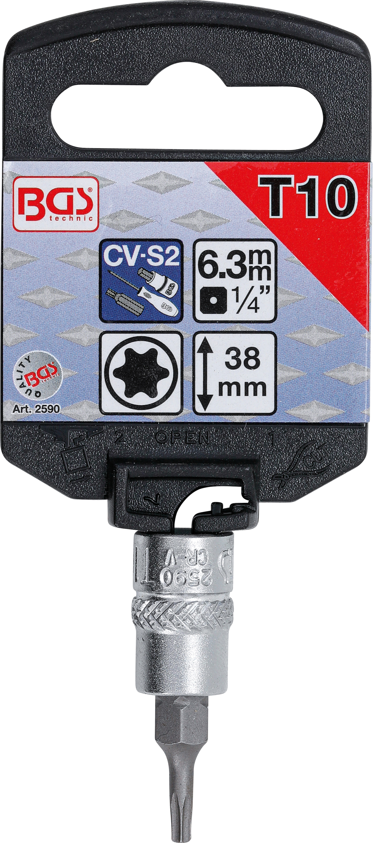 BGS Bit-Einsatz | Antrieb Innenvierkant 6,3 mm (1/4") | T-Profil (für Torx) T10