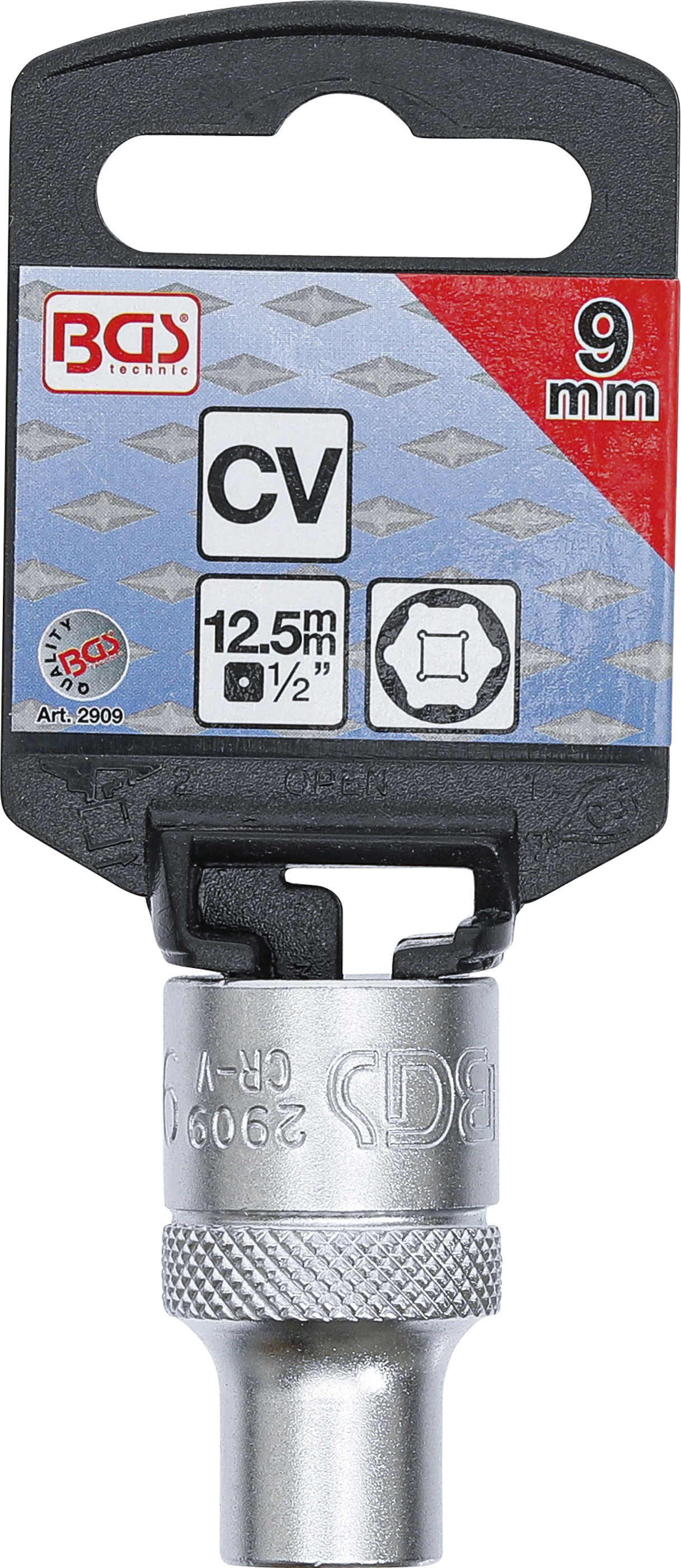 BGS Steckschlüssel-Einsatz Sechskant | Antrieb Innenvierkant 12,5 mm (1/2") | SW 9 mm