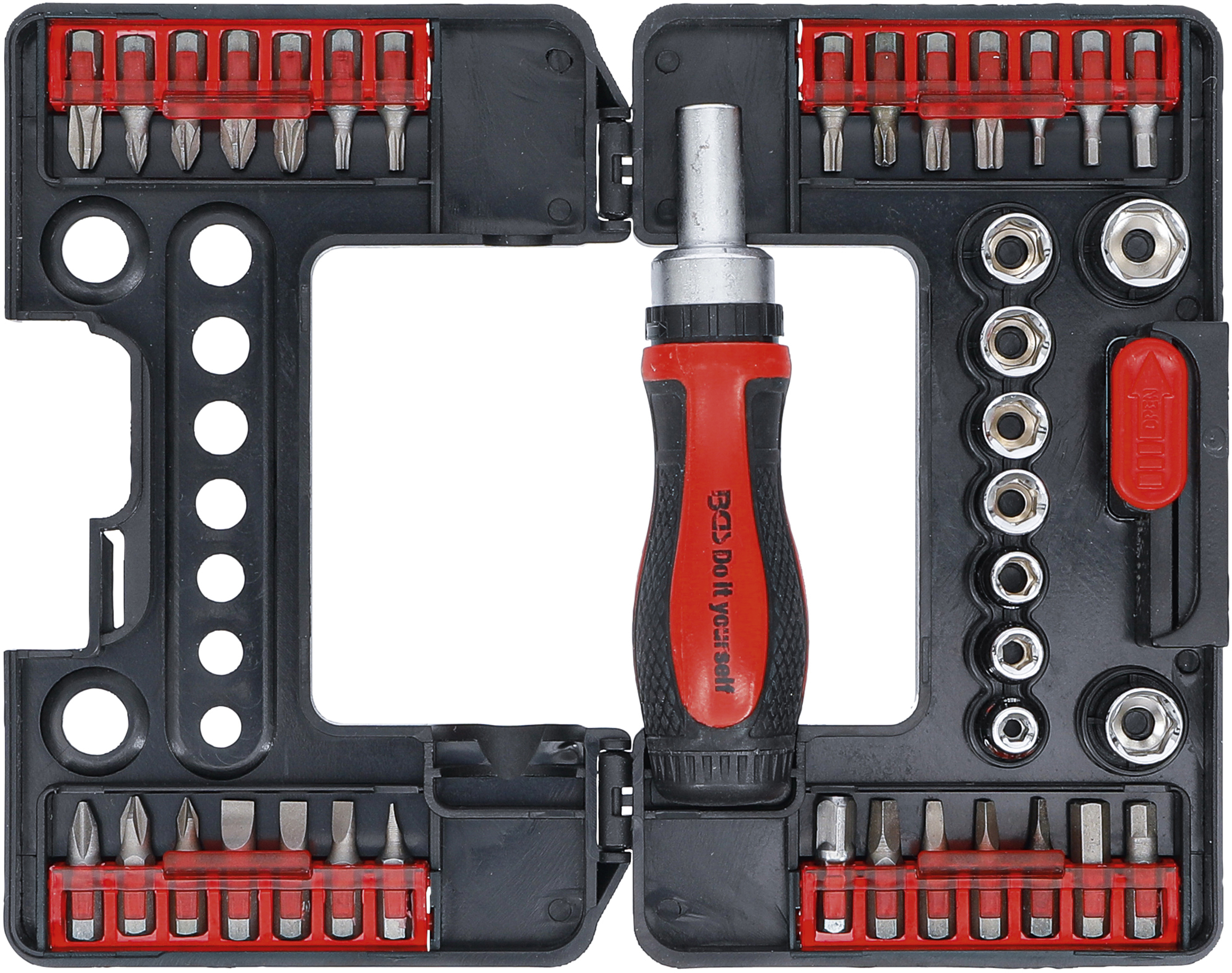 BGS Bit-/Steckschlüssel-Einsatz-Satz | mit Ratschen-Drehgriff für Bits, umschaltbar | 38-tlg.