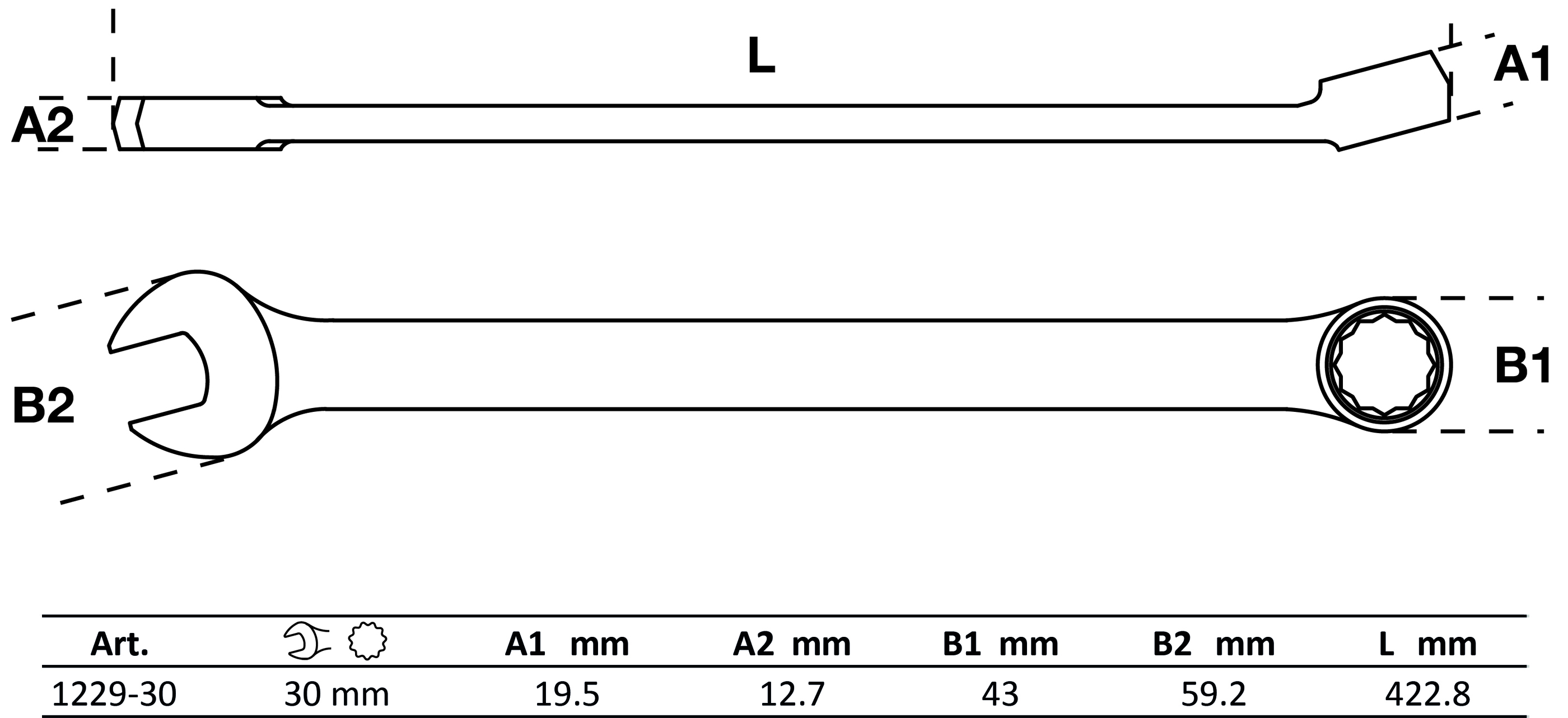 BGS Maul-Ringschlüssel | extra lang | SW 30 mm