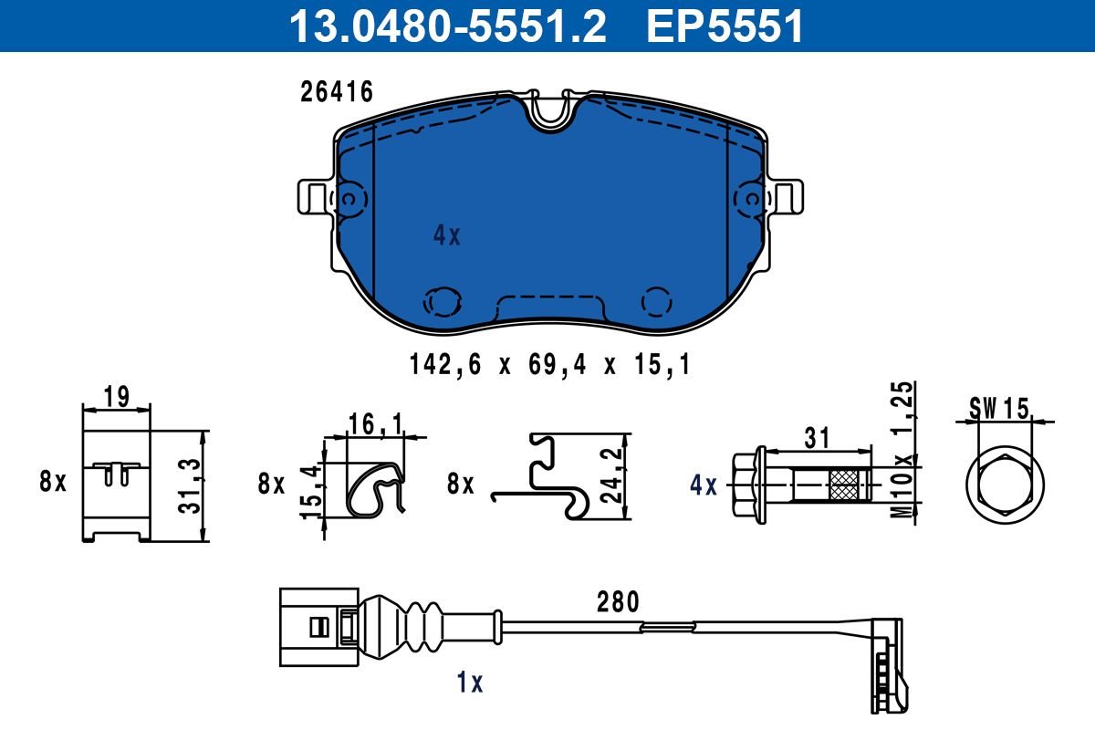 Bremsbelagsatz, Scheibenbremse