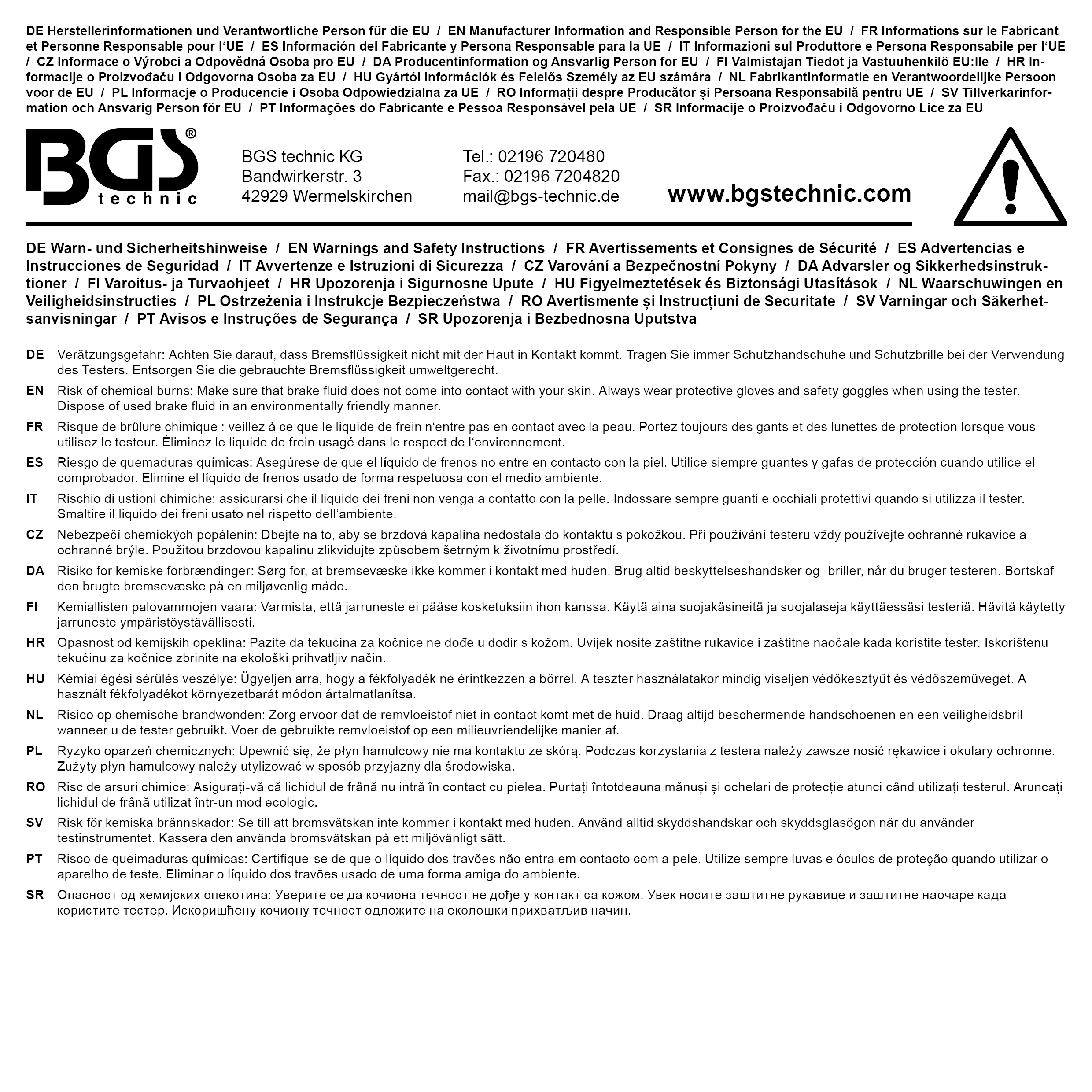 BGS Bremsdruck-Prüfmanometer-Satz