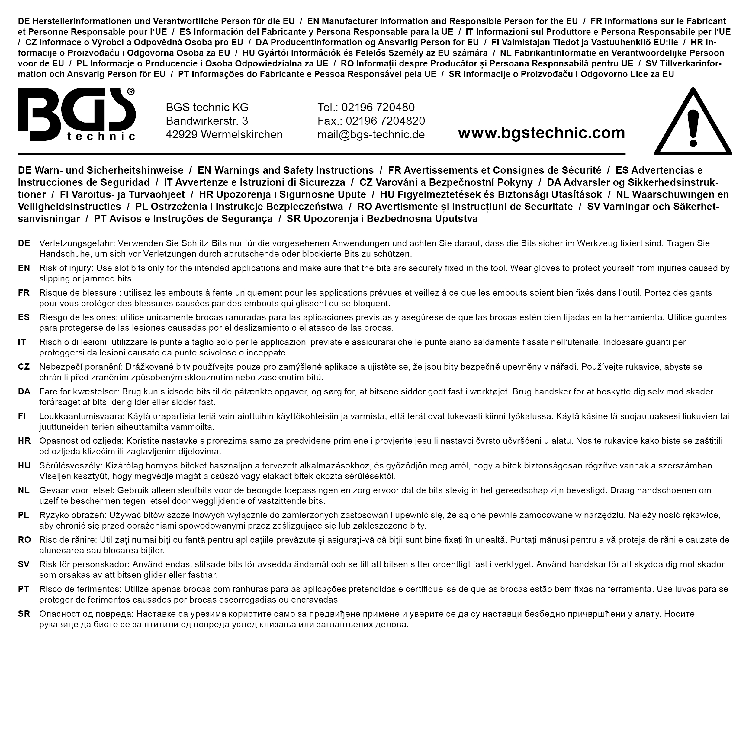 BGS Bit-Einsatz | Antrieb Innenvierkant 6,3 mm (1/4") | Schlitz 4 mm