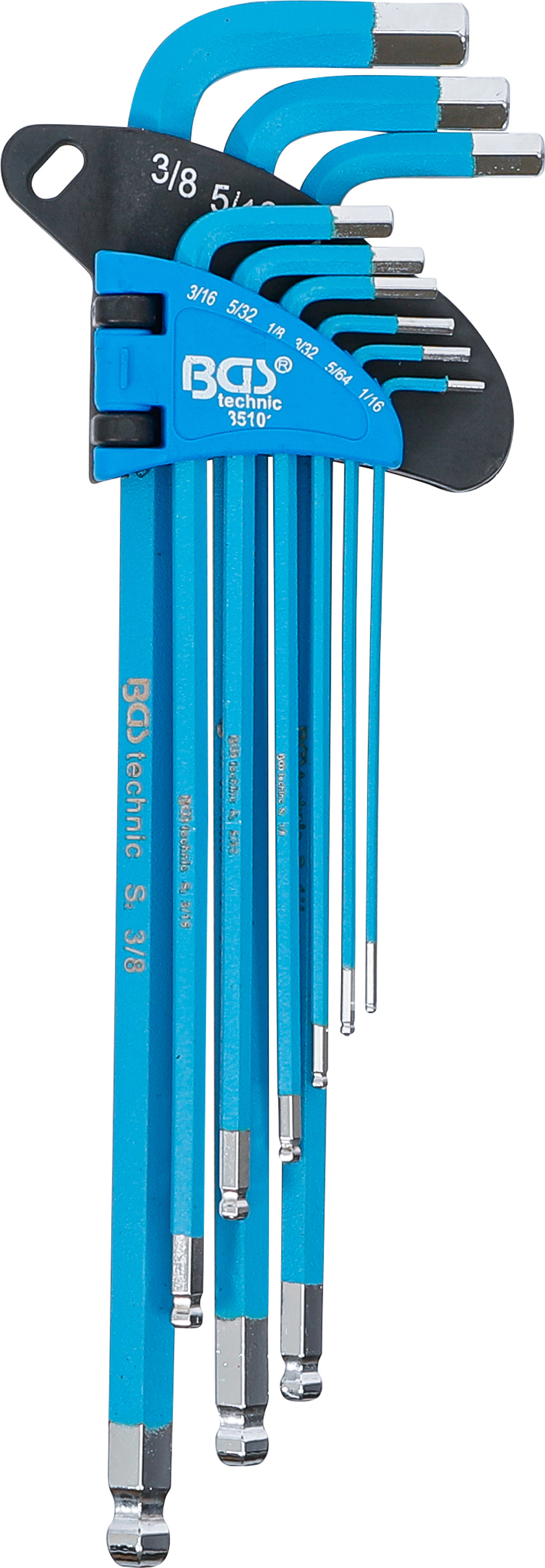 BGS Winkelschlüssel-Satz | extra lang | Innensechskant | Zollgrößen | 9-tlg.