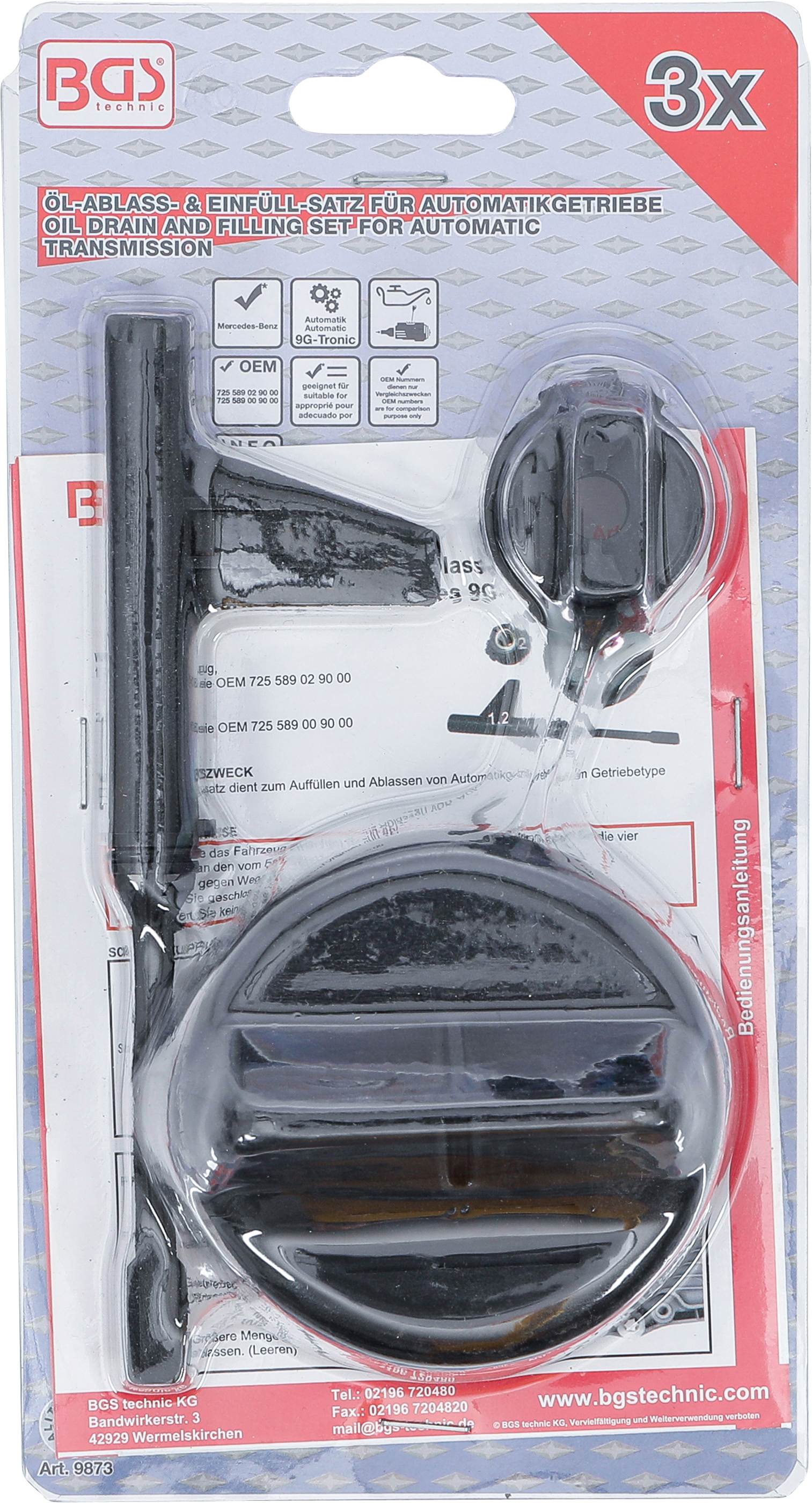 BGS Öl-Ablass- & Einfüll-Satz für Automatikgetriebe | für Mercedes-Benz 9G-Tronic
