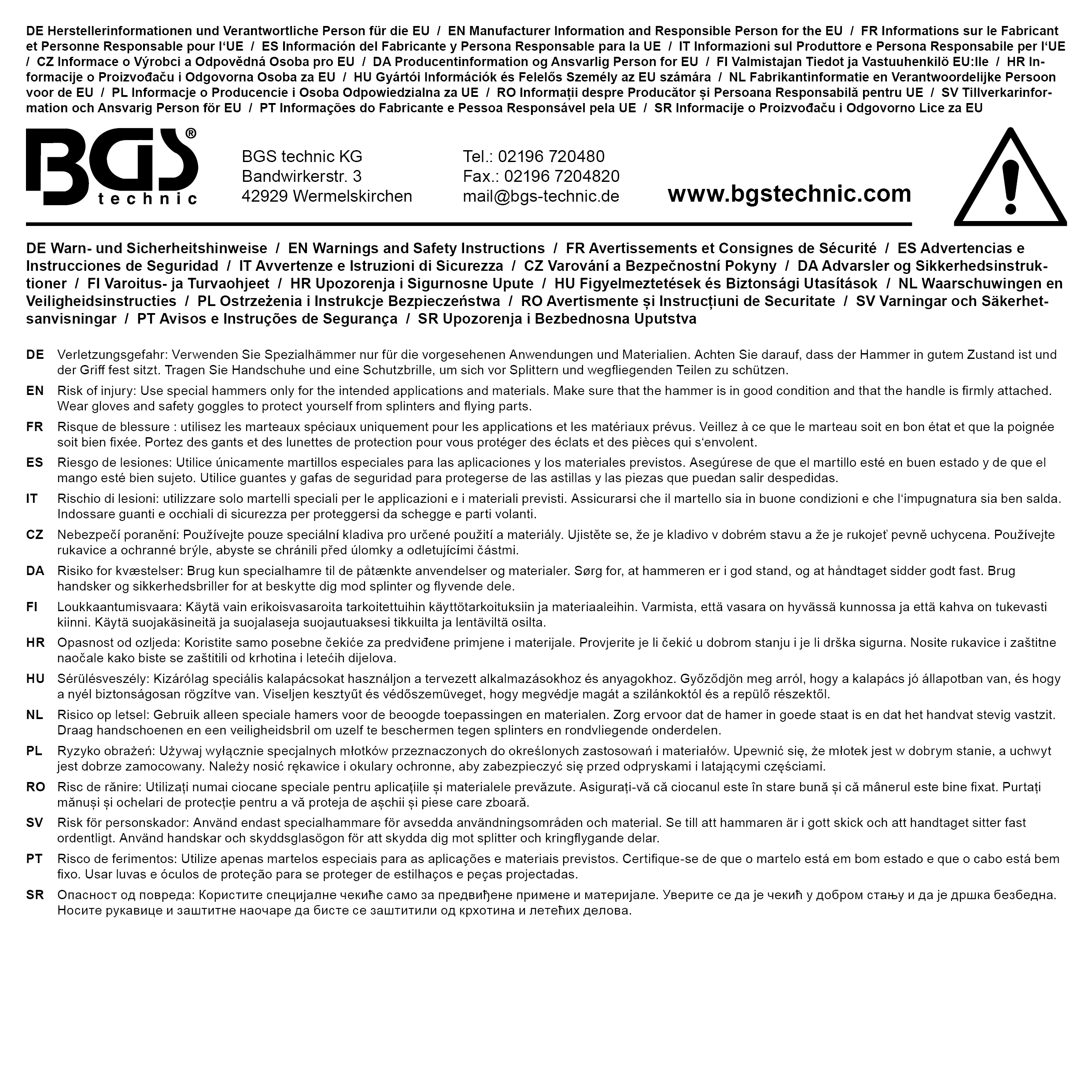 BGS Wechselkopf-Hammer-Satz | Fiberglasstiel | Ø 38 mm