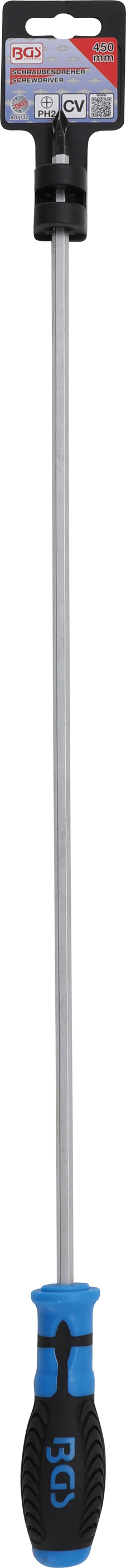 BGS Schraubendreher, lang | Kreuzschlitz PH2 | Klingenlänge 450 mm