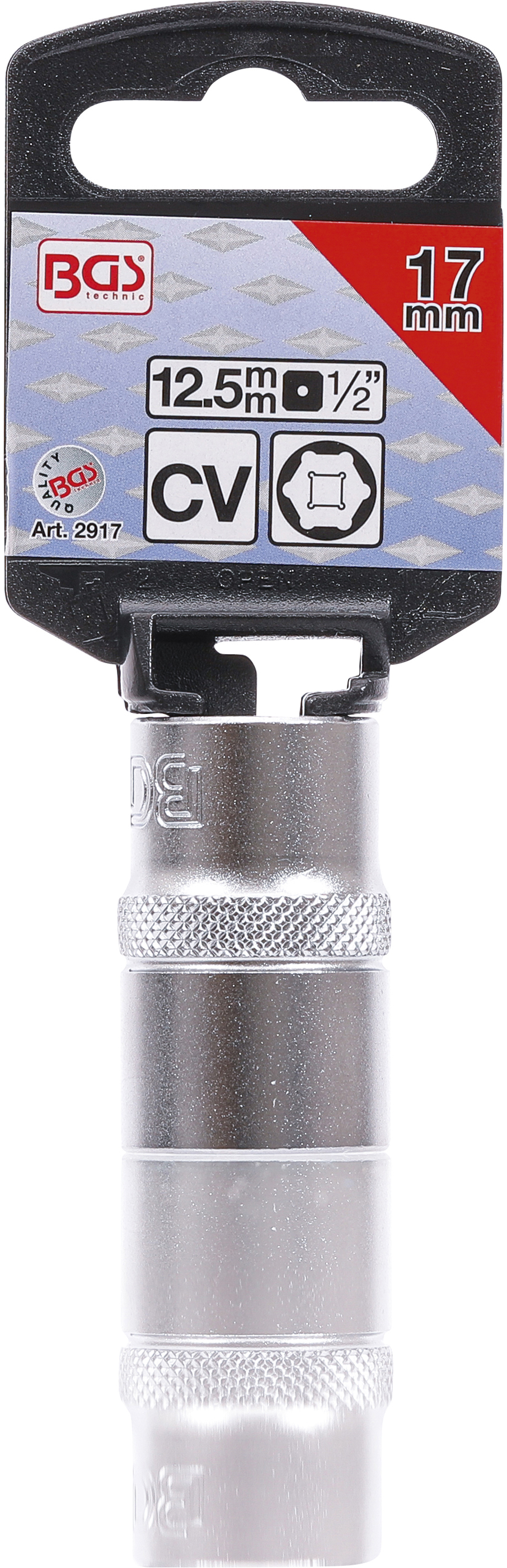 BGS Steckschlüssel-Einsatz Sechskant | Antrieb Innenvierkant 12,5 mm (1/2") | SW 17 mm