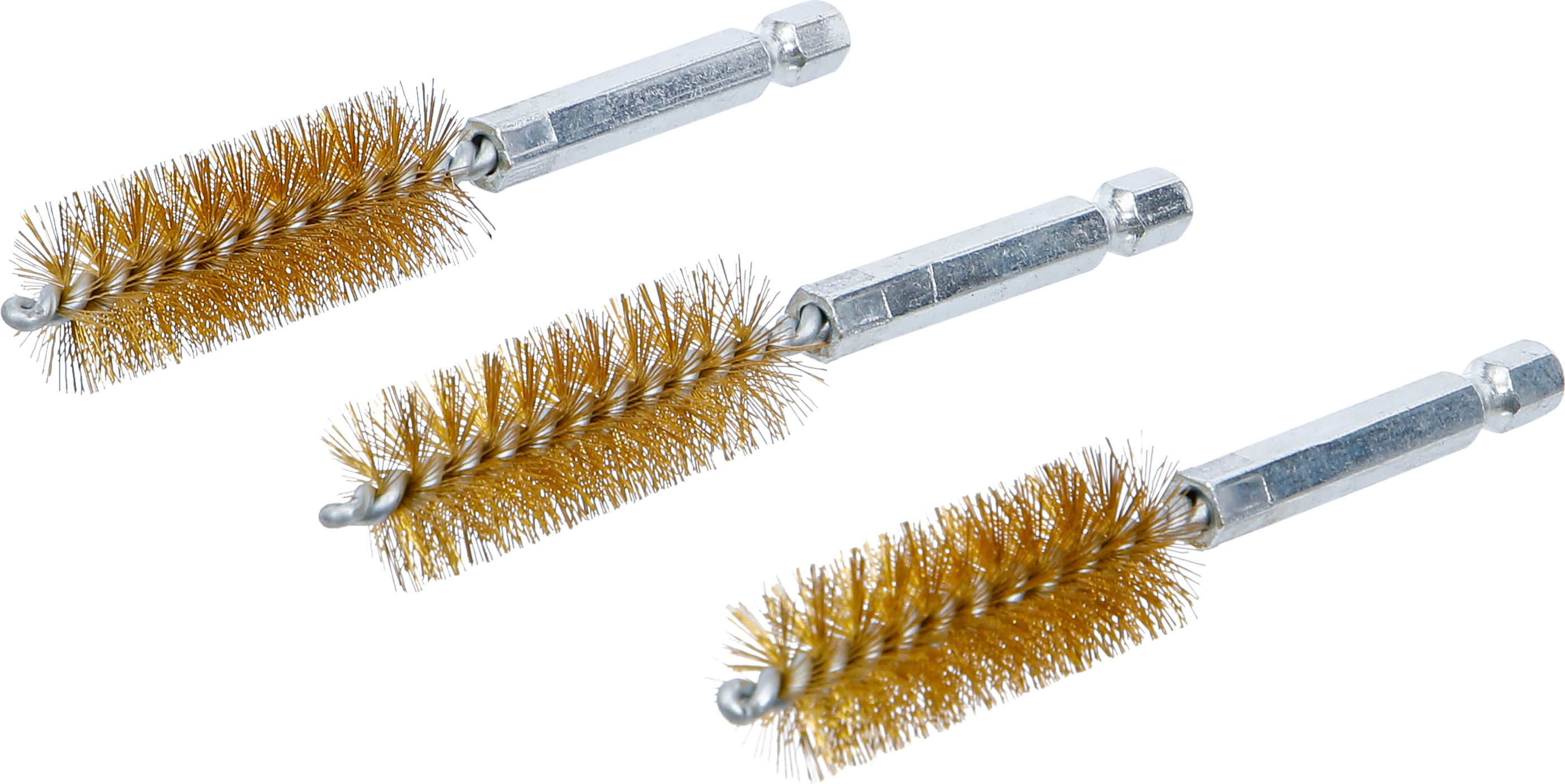BGS Messingbürste | 17 mm | Antrieb Außensechskant 6,3 mm (1/4") | 3-tlg.