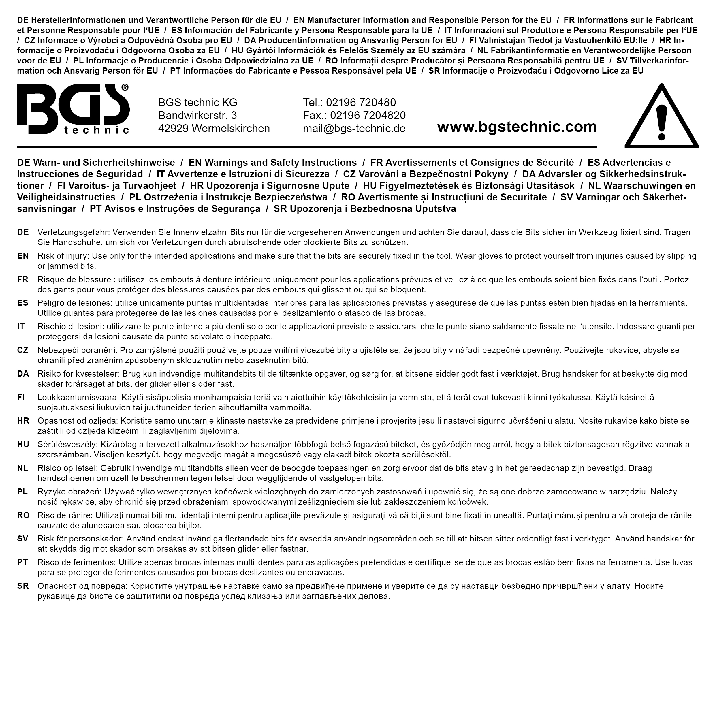 BGS Bit-Einsatz | Antrieb Innenvierkant 6,3 mm (1/4") | Innenvielzahn (für XZN) M12